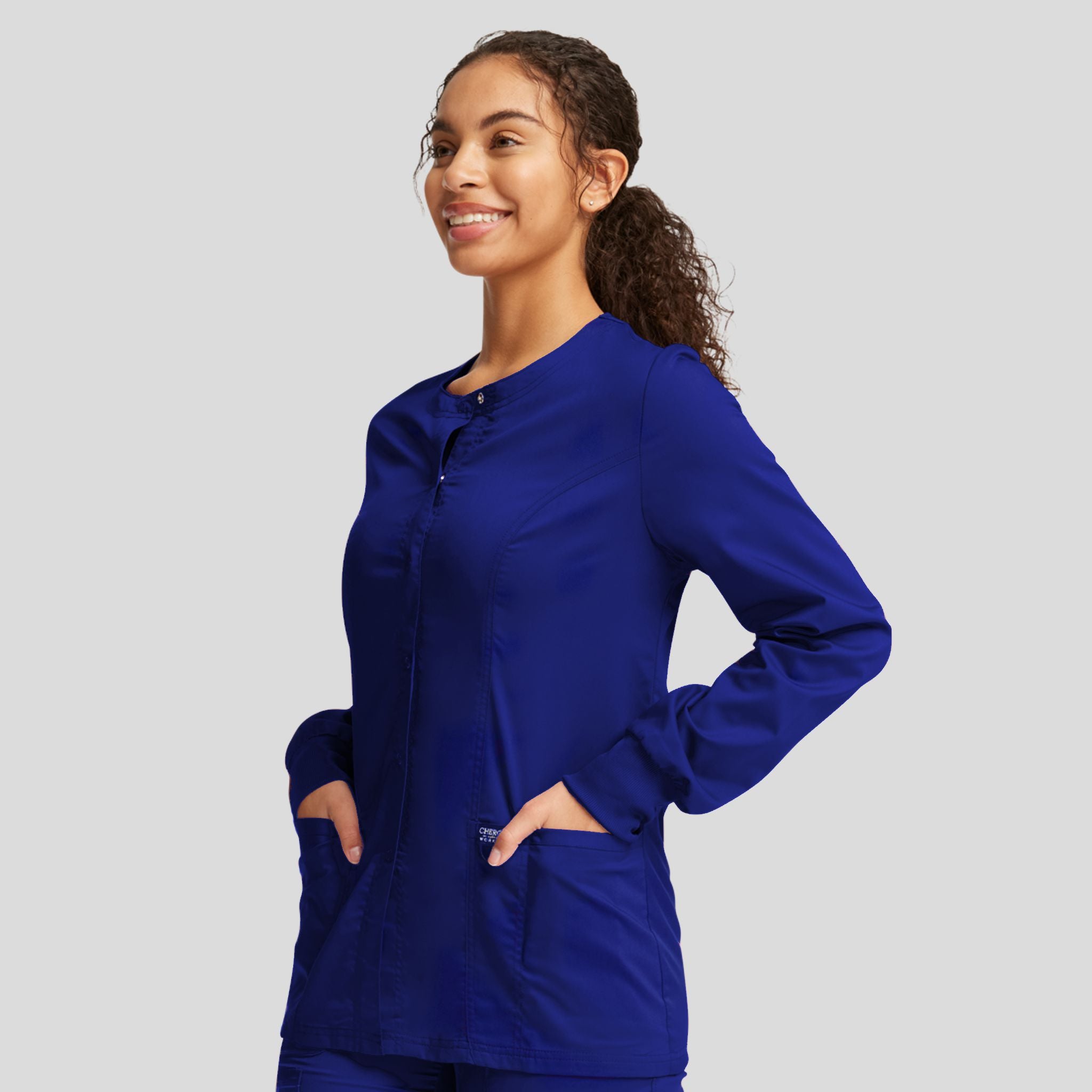 Women's Snap Front Solid Scrub Jacket