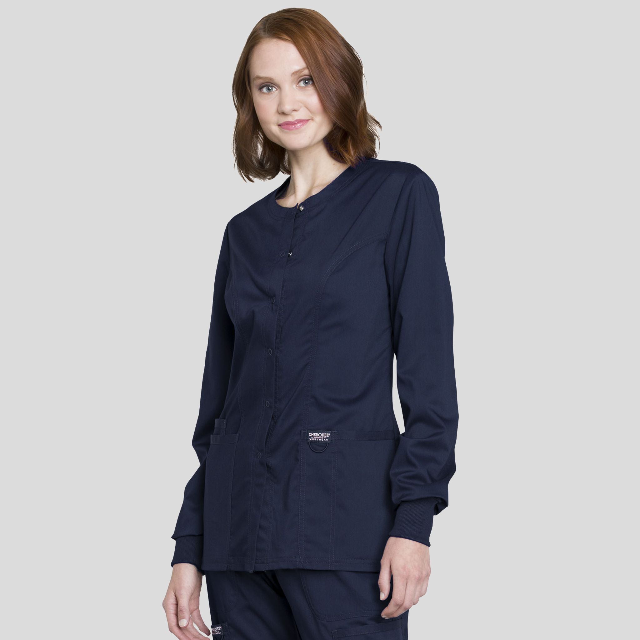 Women's Snap Front Solid Scrub Jacket