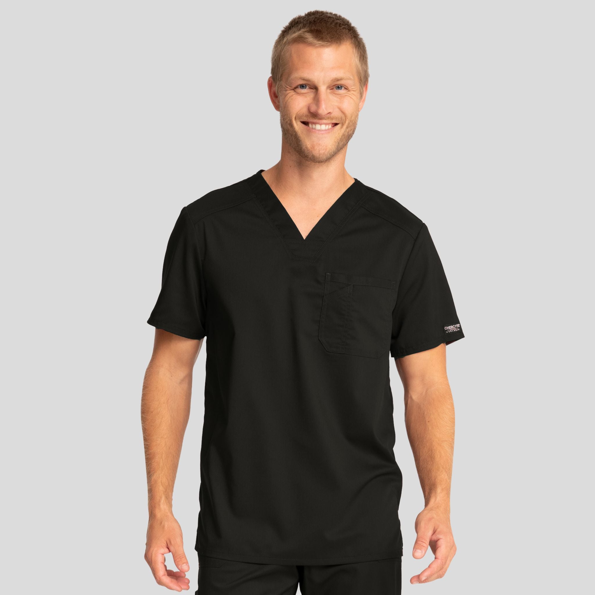 Men's V-Neck Solid Scrub Top