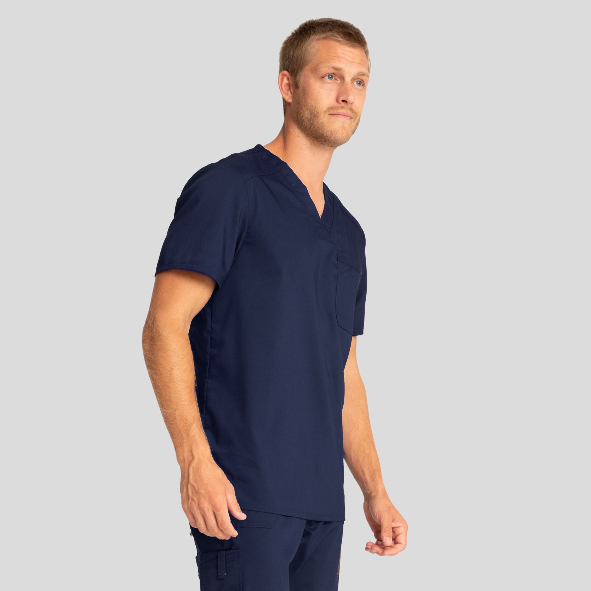 Men's V-Neck Solid Scrub Top