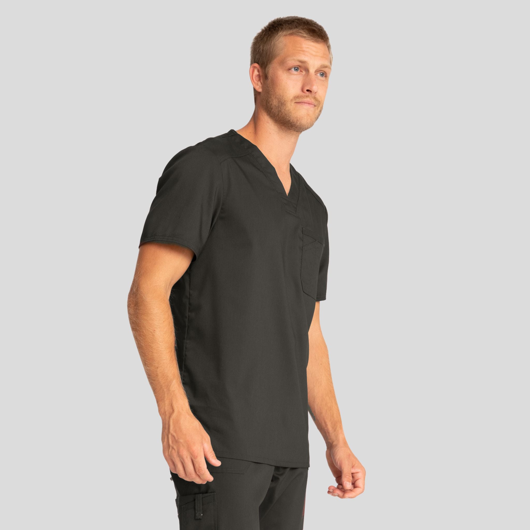 Men's V-Neck Solid Scrub Top
