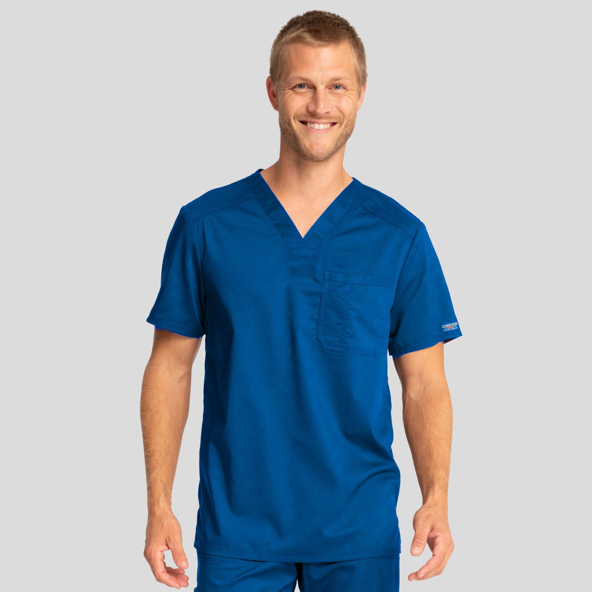 Men's V-Neck Solid Scrub Top
