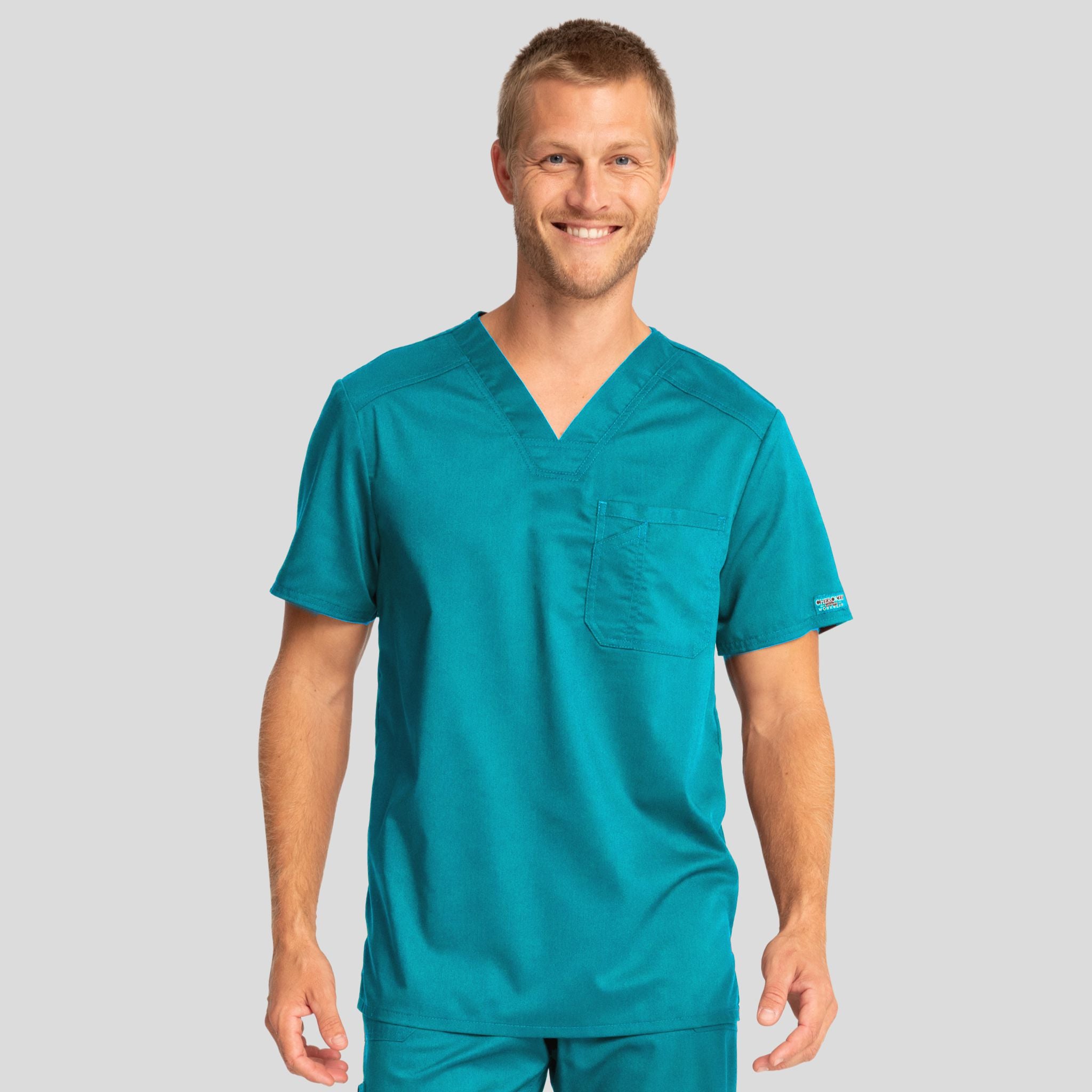 Men's V-Neck Solid Scrub Top