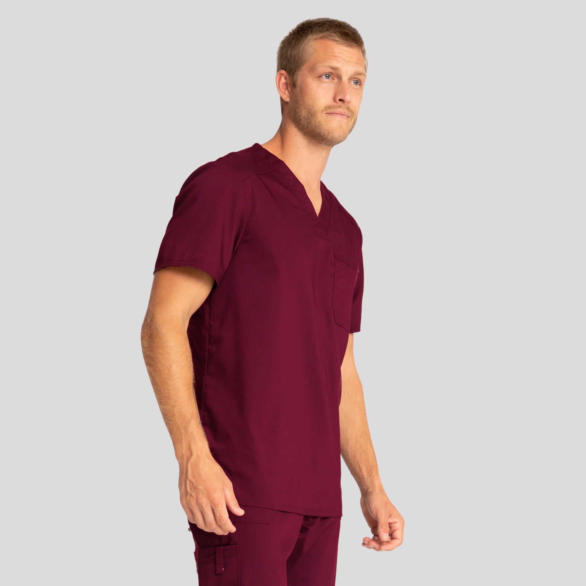 Men's V-Neck Solid Scrub Top