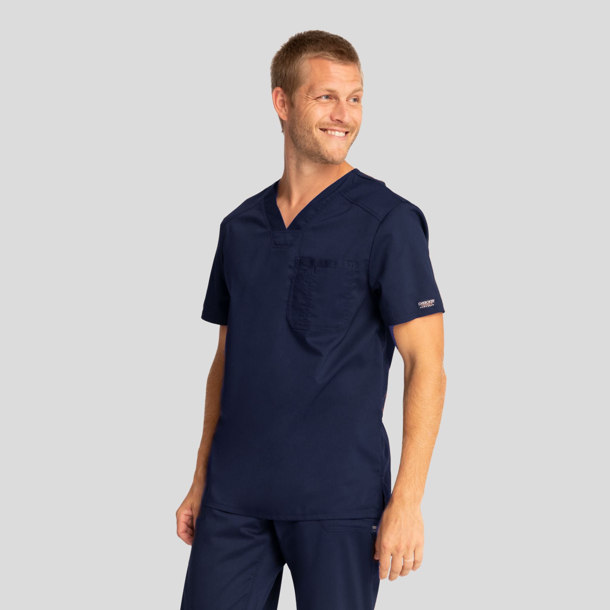 Men's V-Neck Solid Scrub Top