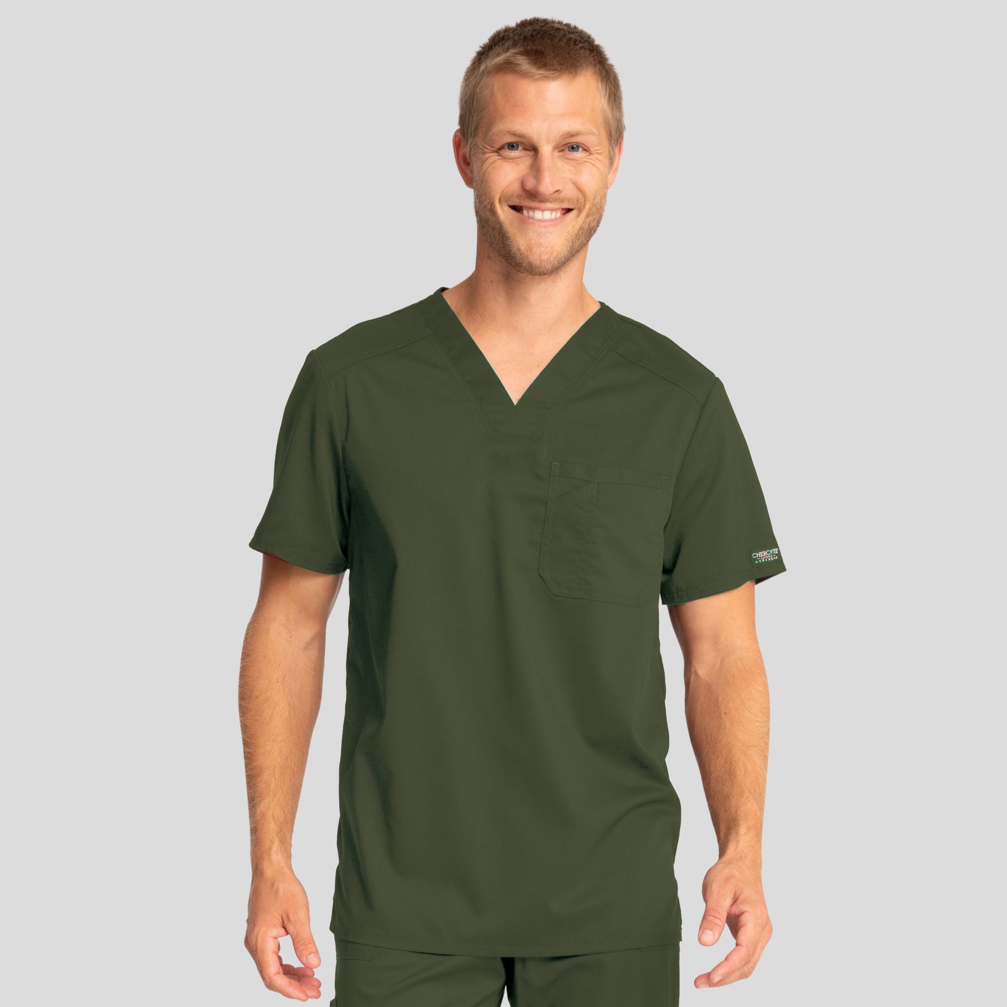 Men's V-Neck Solid Scrub Top