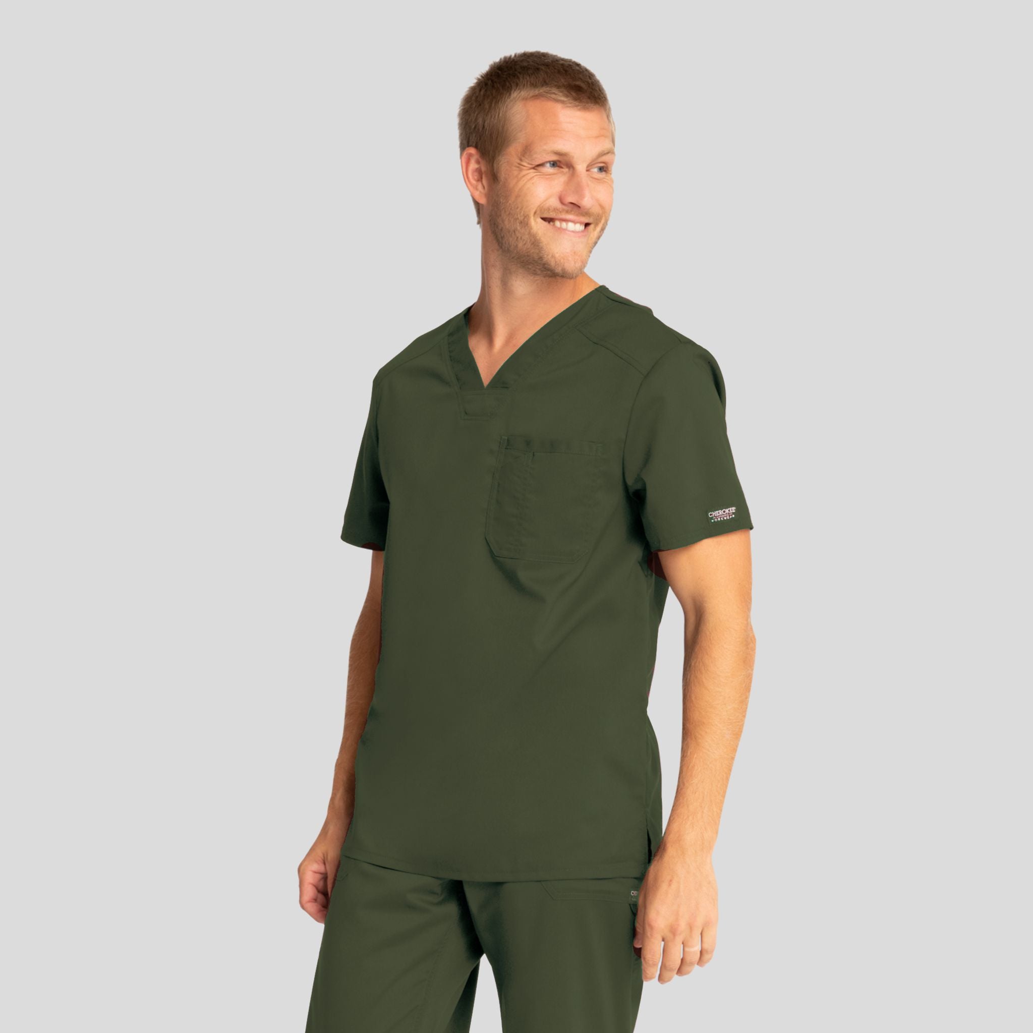 Men's V-Neck Solid Scrub Top
