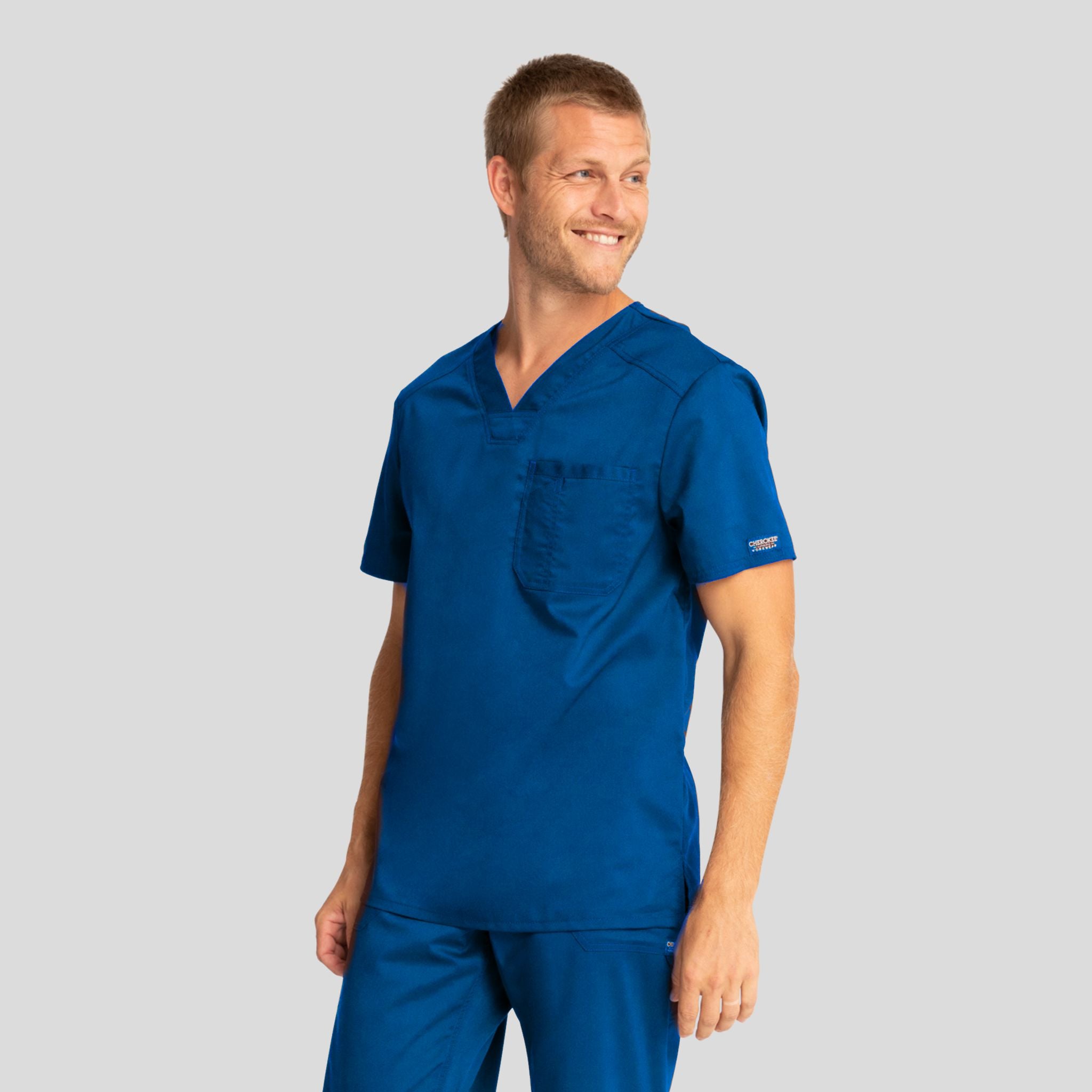 Men's V-Neck Solid Scrub Top