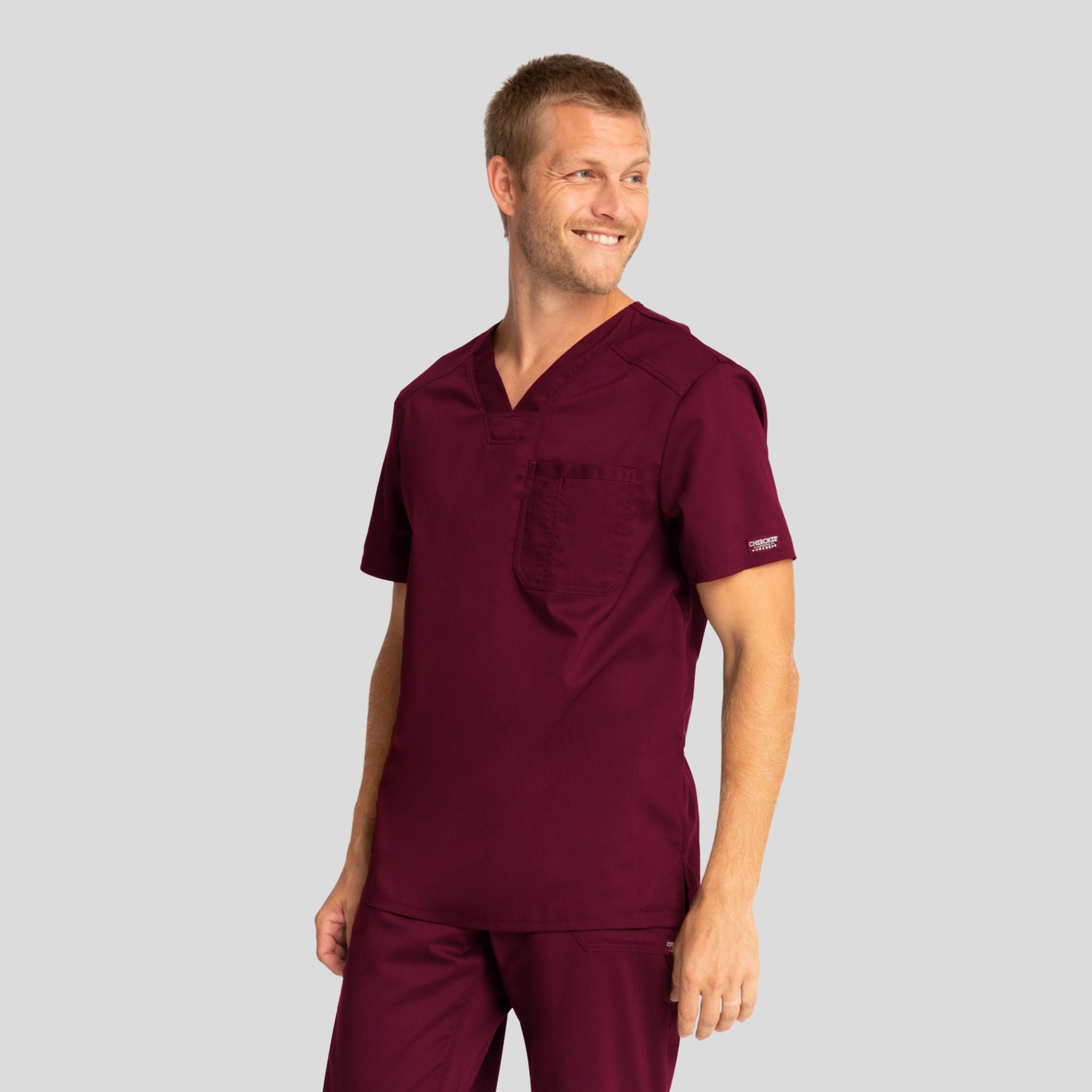 Men's V-Neck Solid Scrub Top