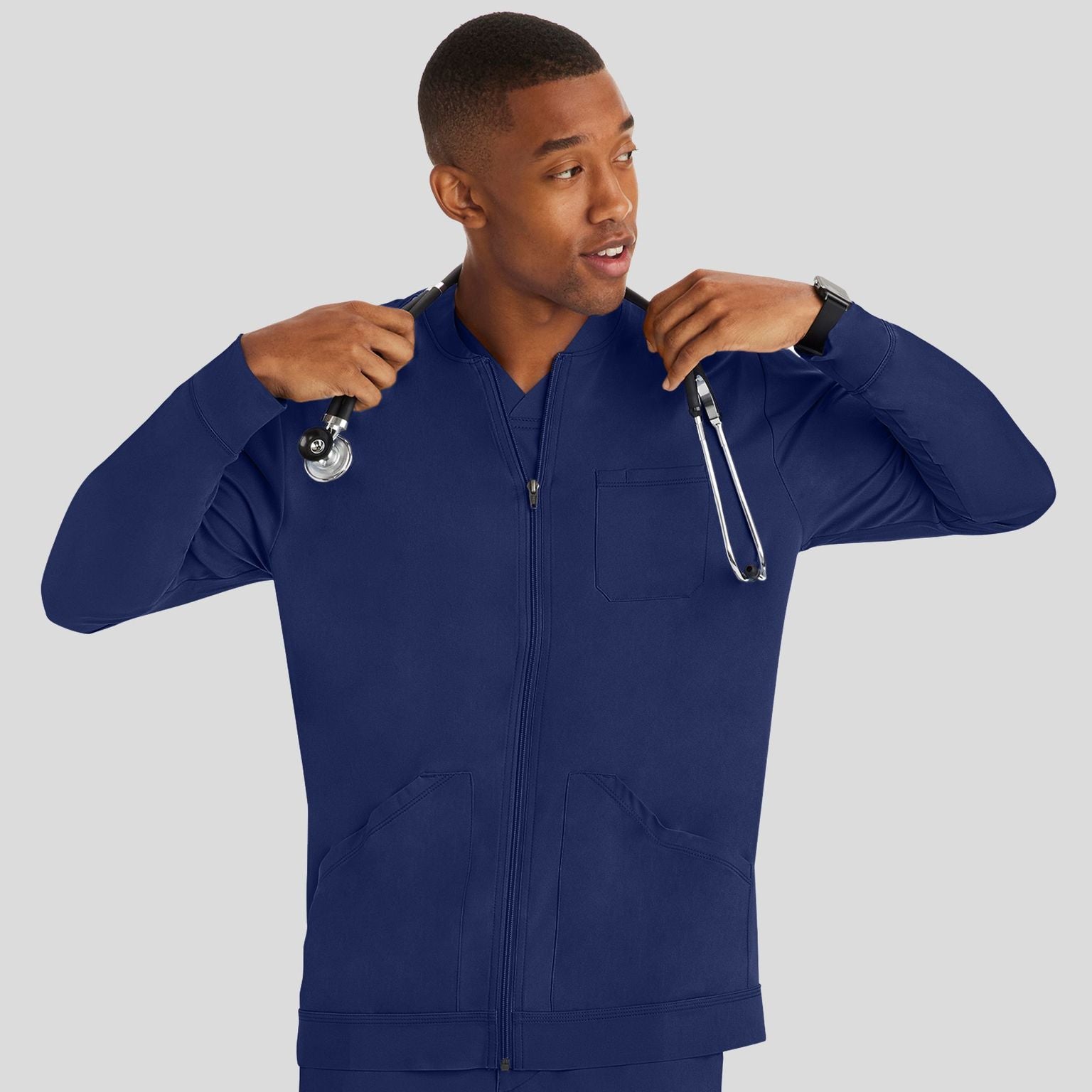 Men's Michael Zip Front Solid Scrub Jacket