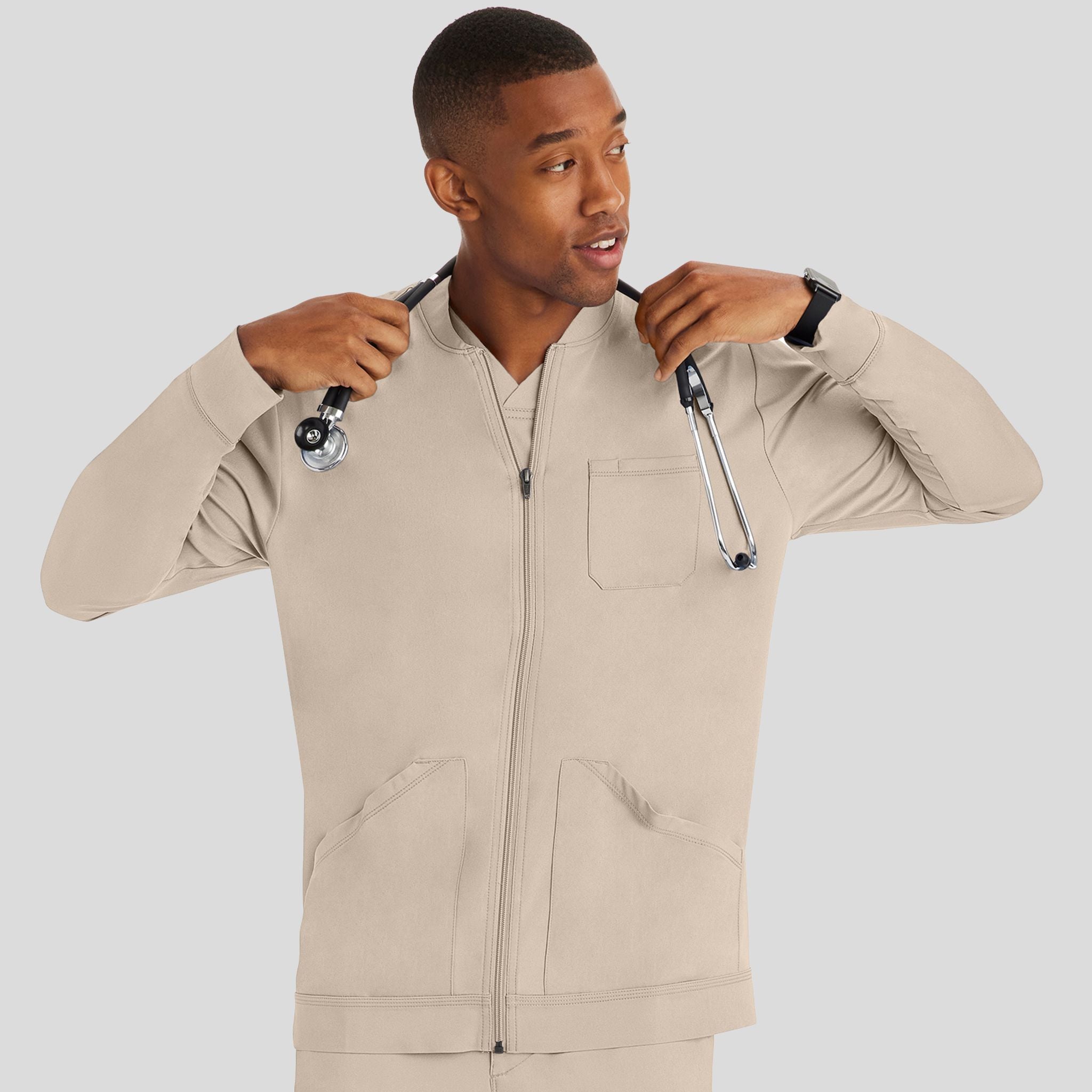 Men's Michael Zip Front Solid Scrub Jacket