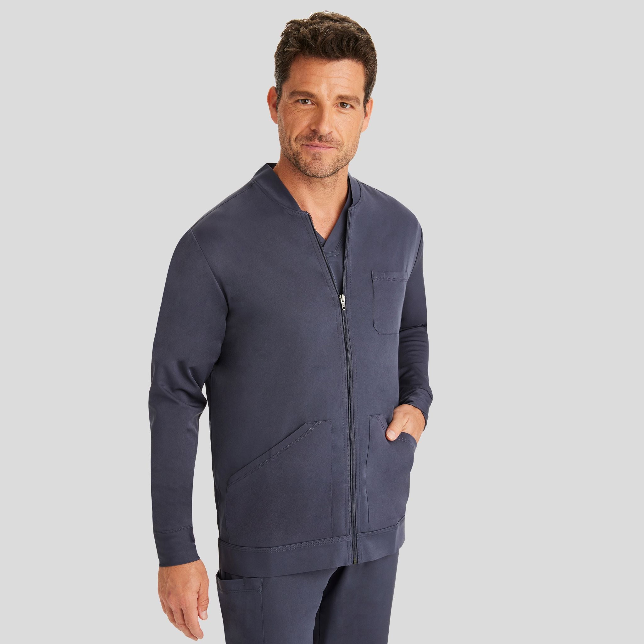Men's Michael Zip Front Solid Scrub Jacket