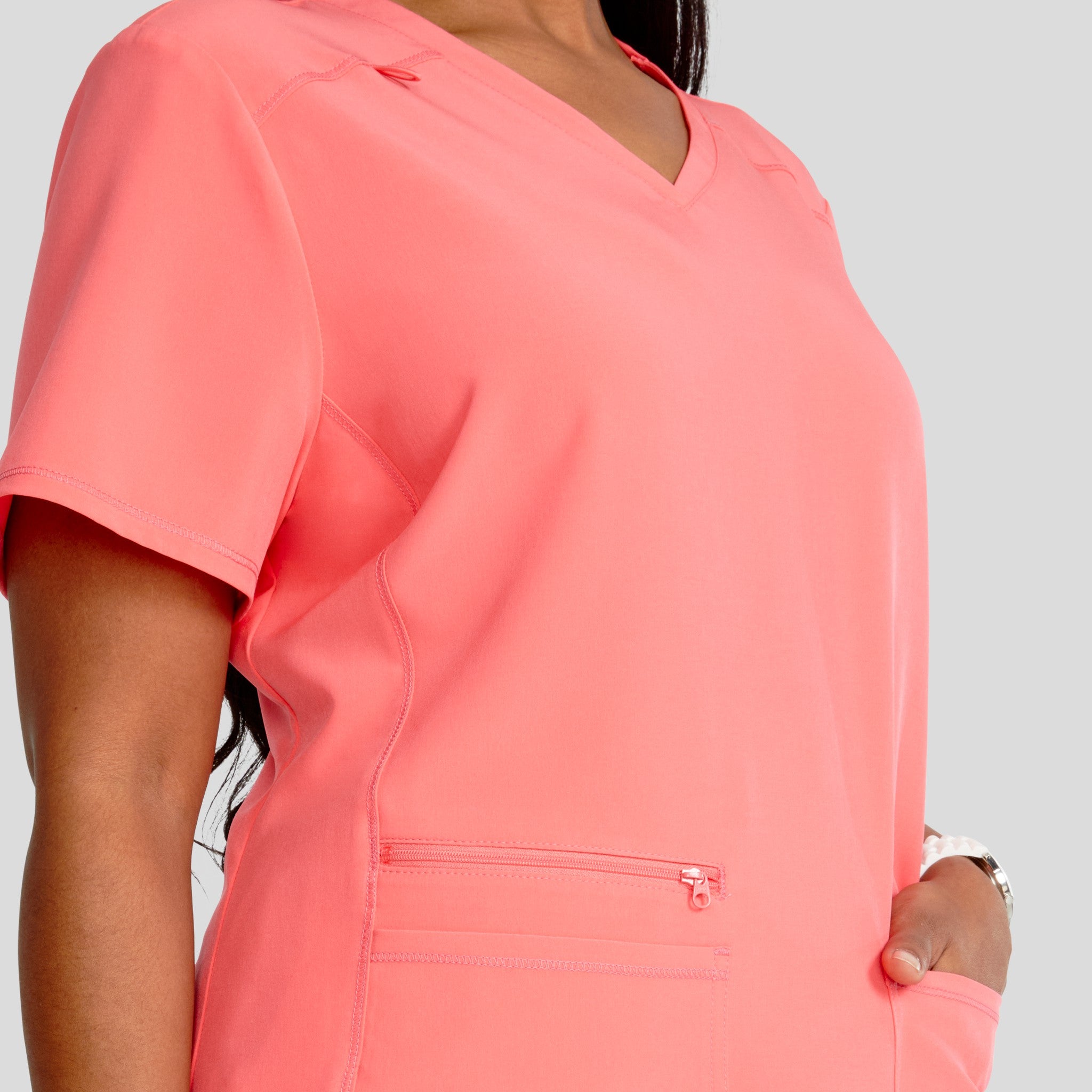 V-Neck Top With Badge Loop