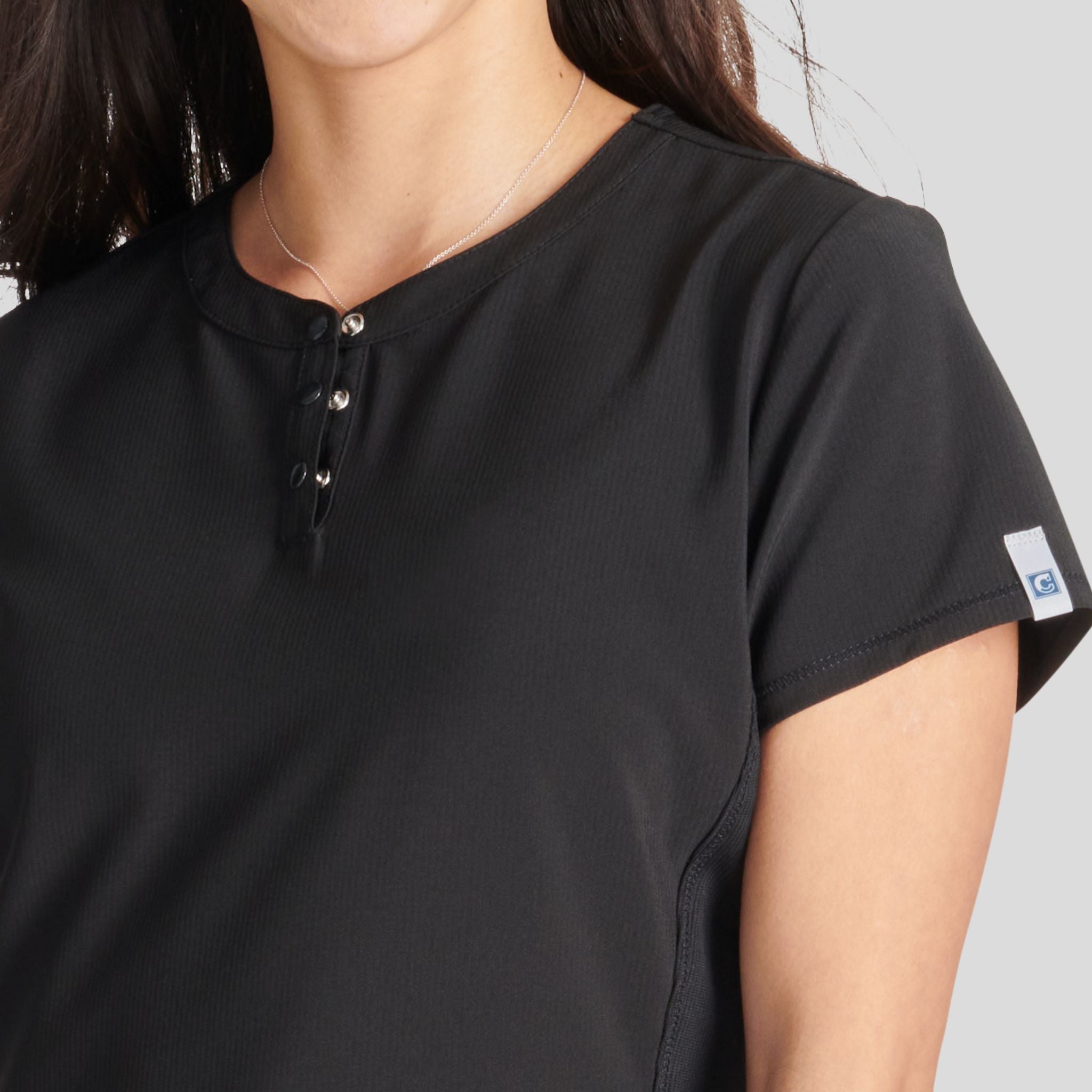 Women's Henley Solid Scrub Top