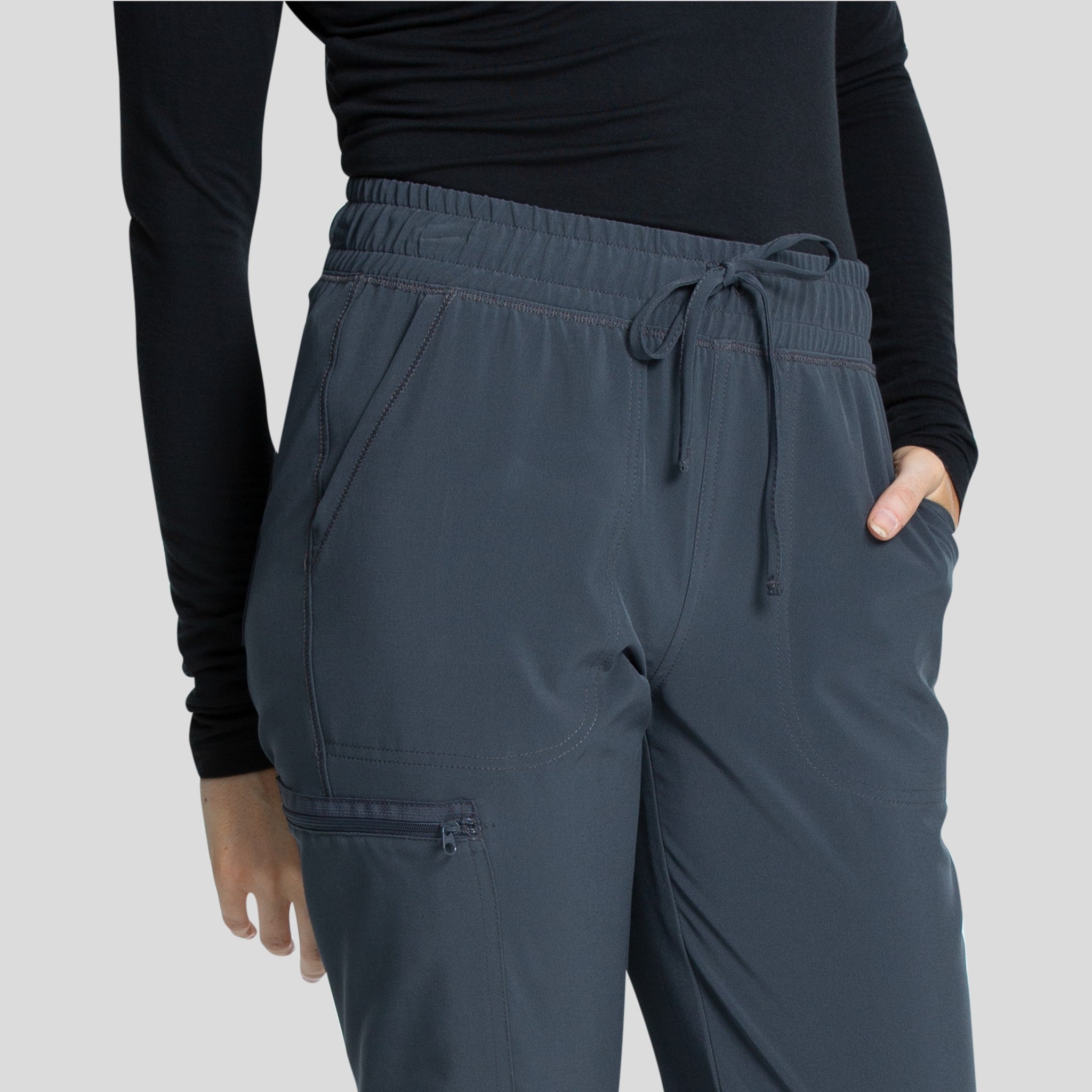 Mid Rise Tapered Leg Drawstring Pant