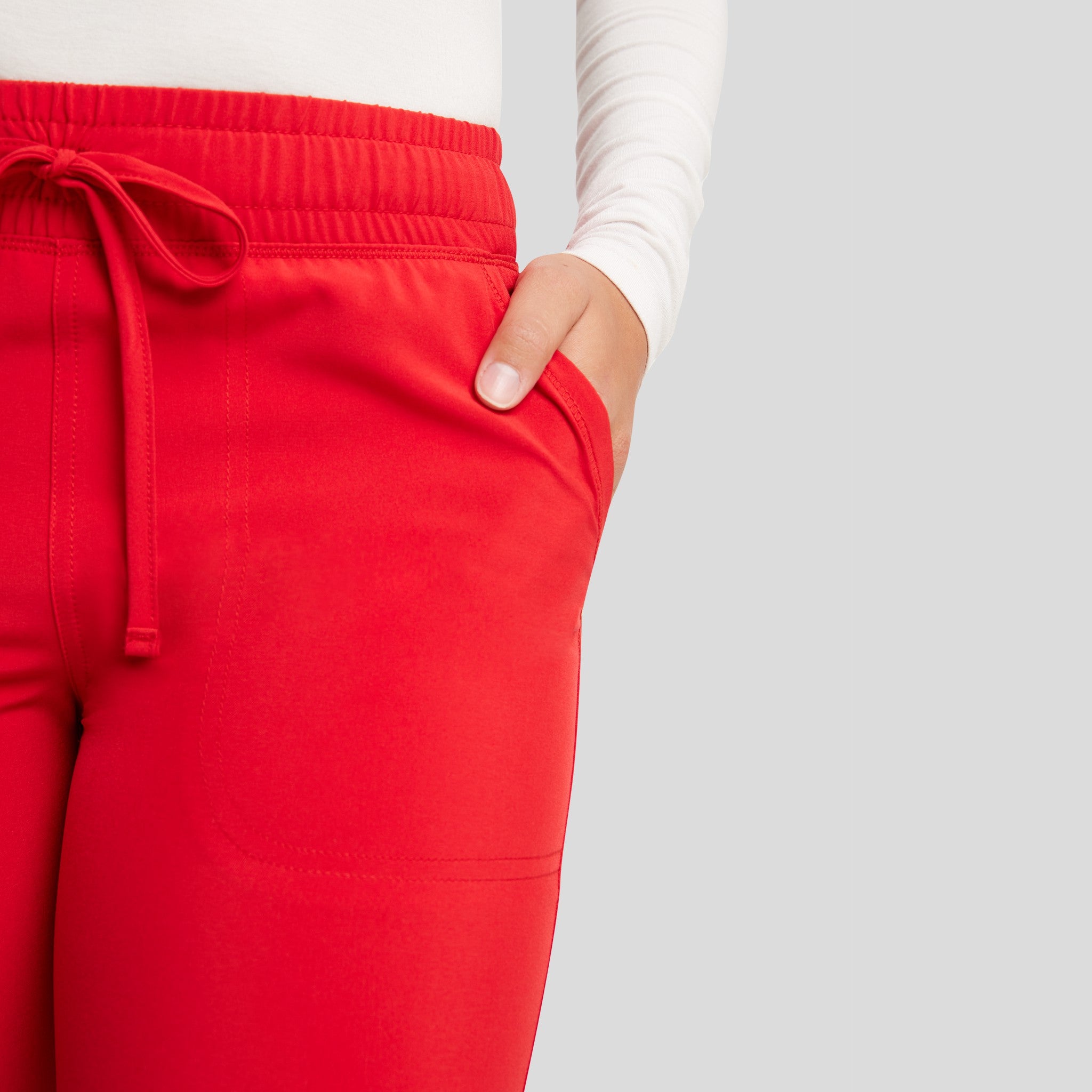 Mid Rise Tapered Leg Drawstring Pant