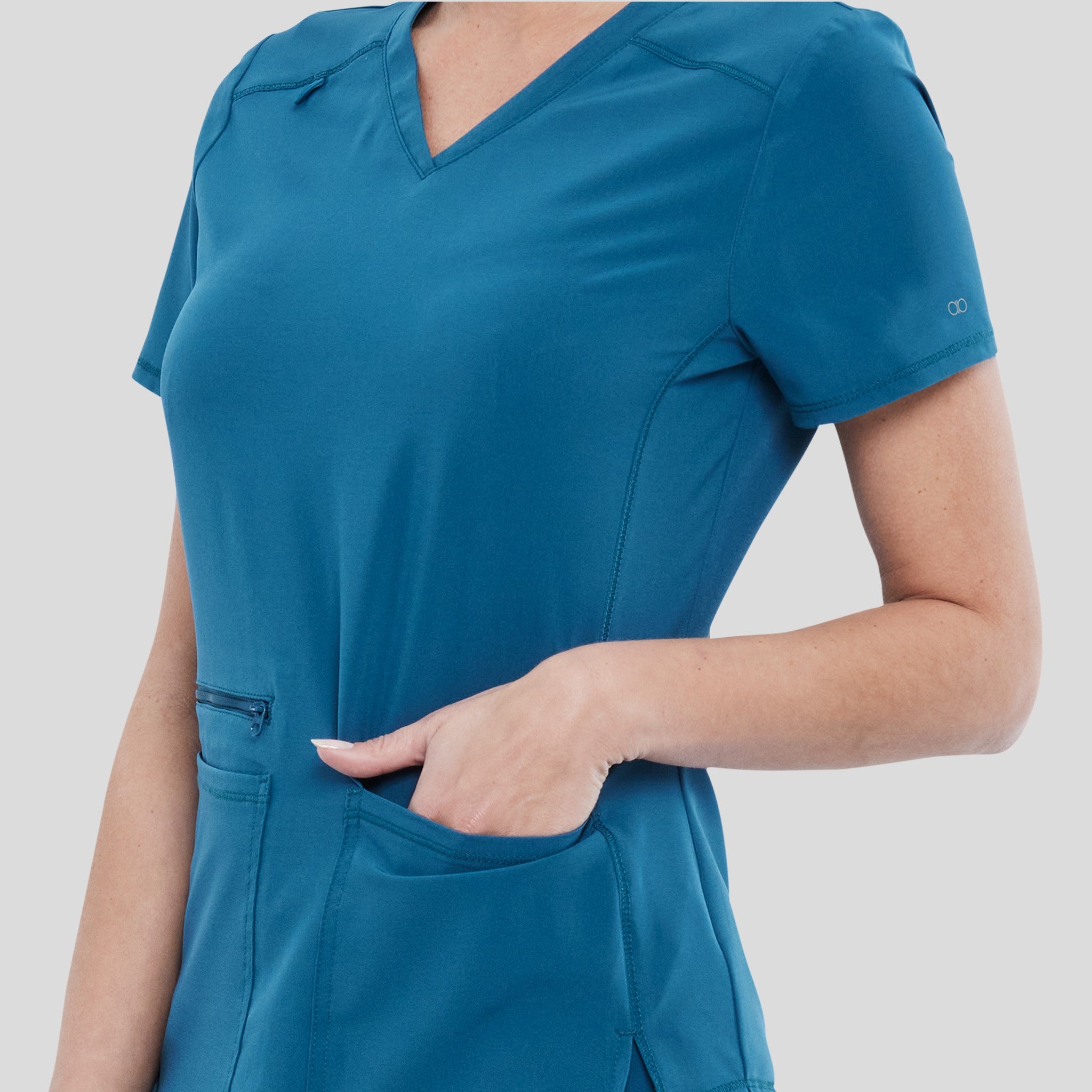 V-Neck Top With Badge Loop