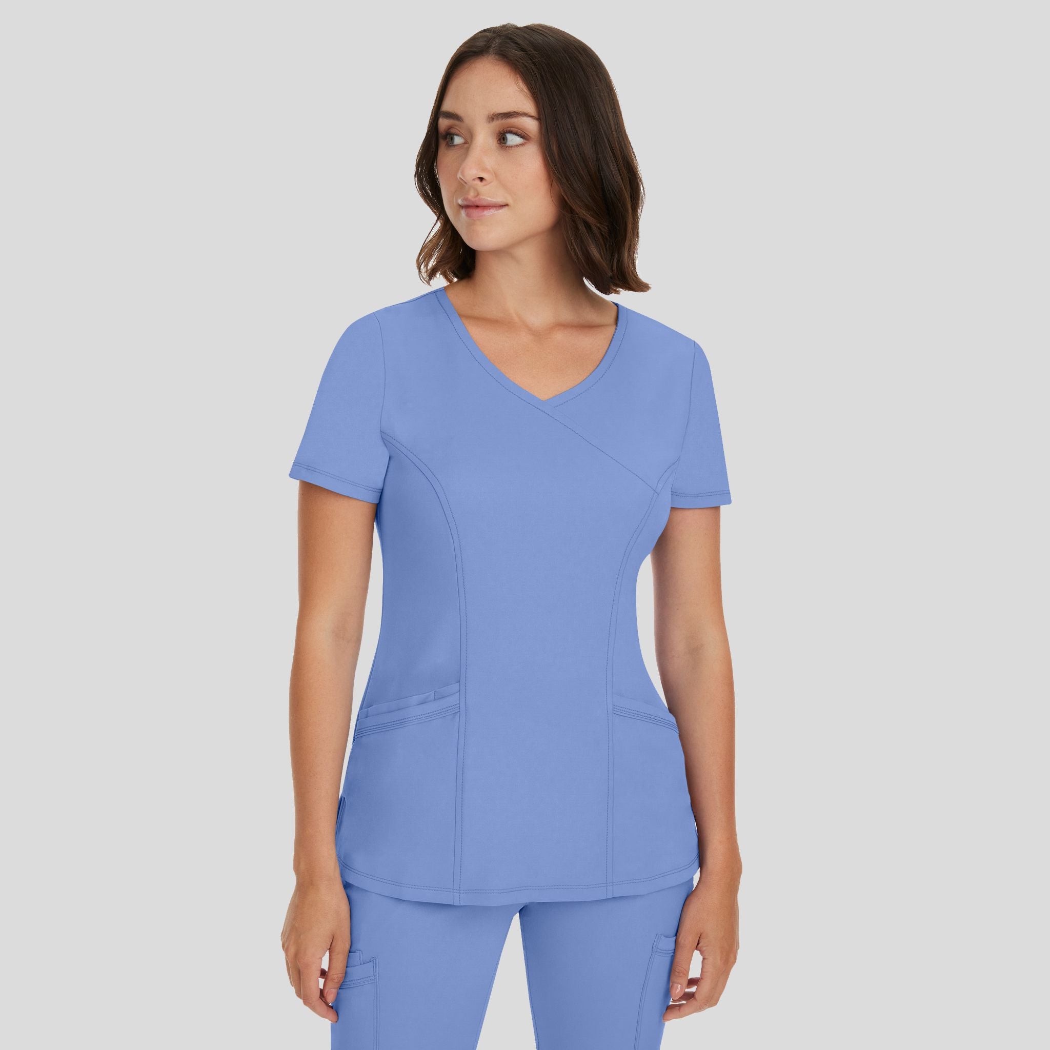 Women's Madison Mock Wrap Solid Scrub Top