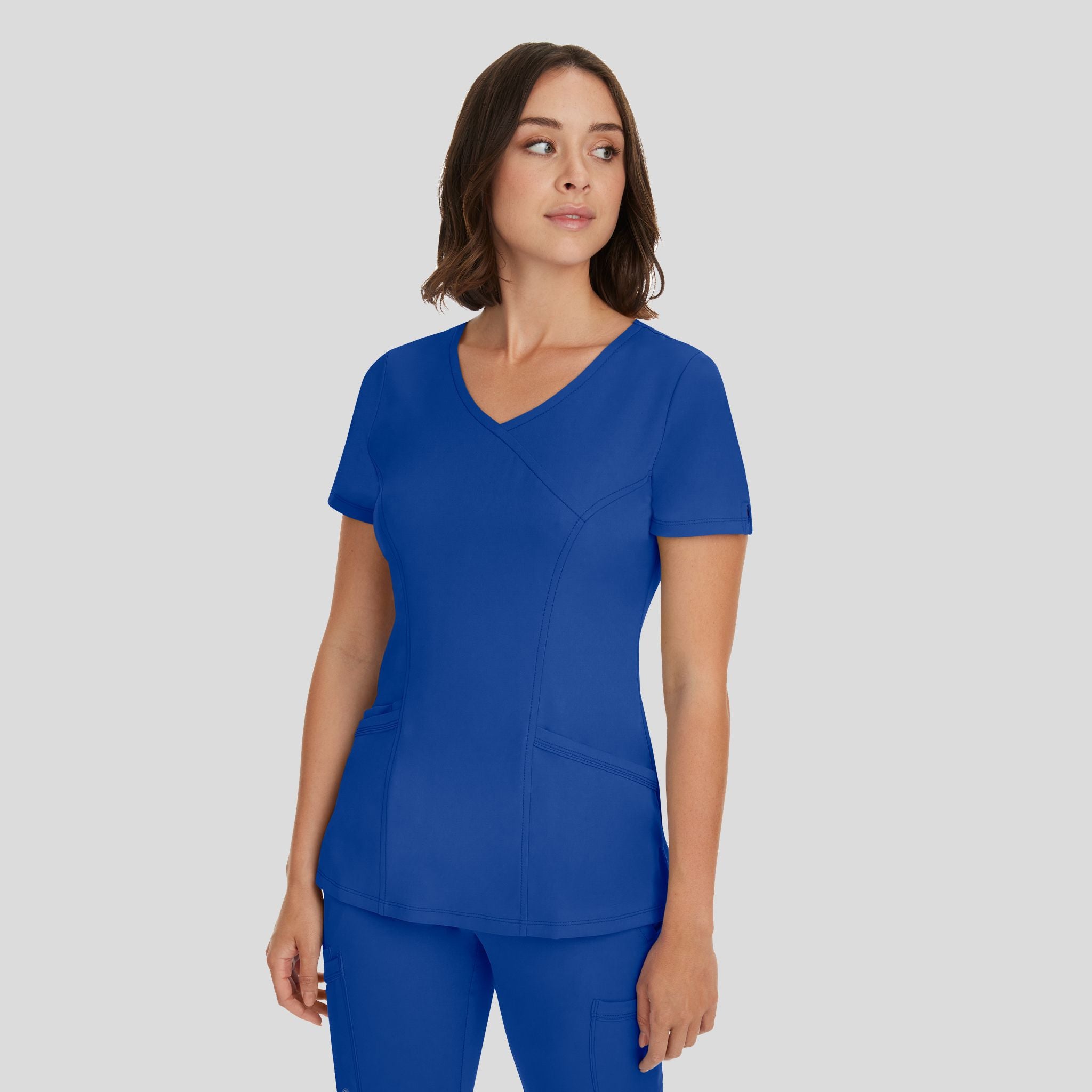 Women's Madison Mock Wrap Solid Scrub Top