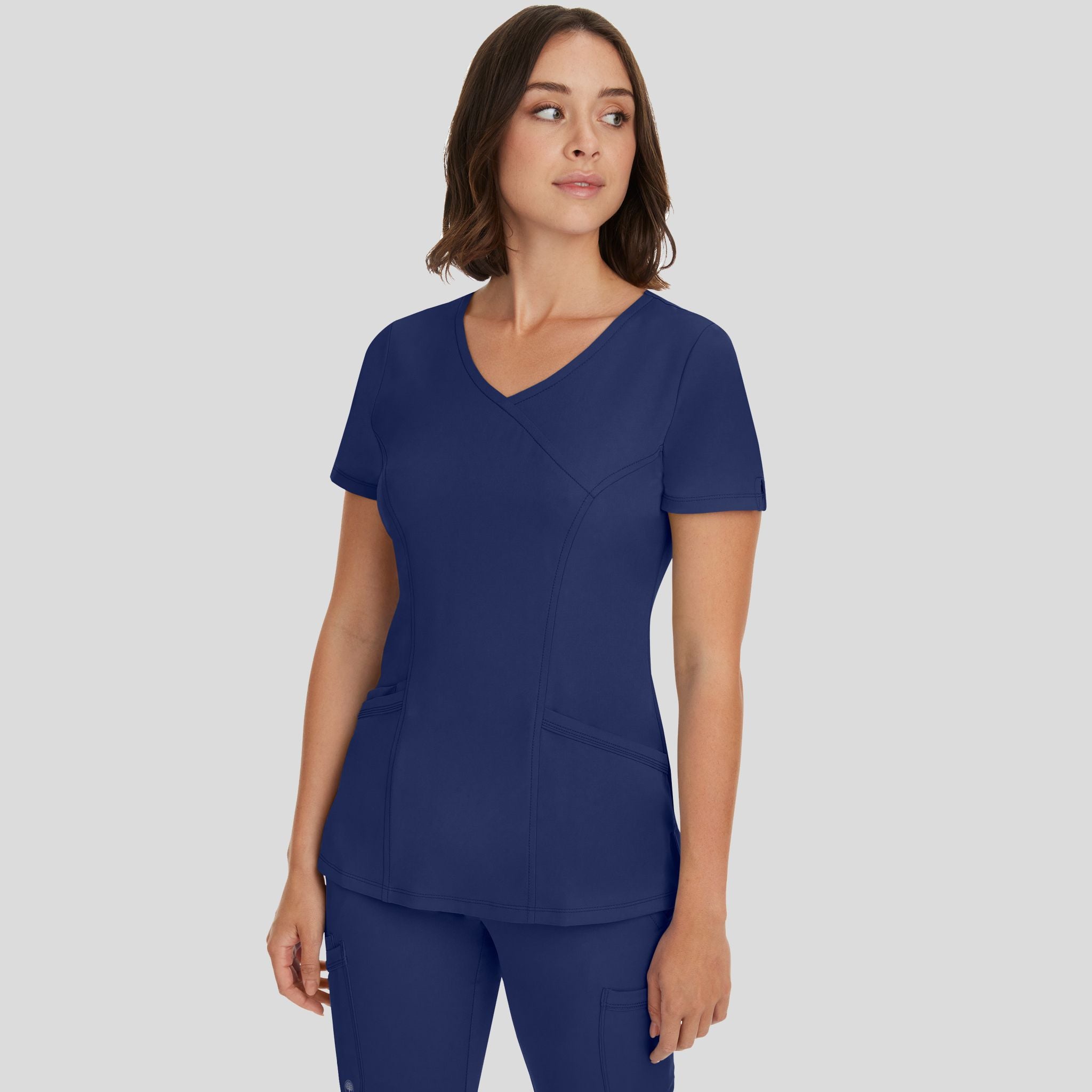 Women's Madison Mock Wrap Solid Scrub Top