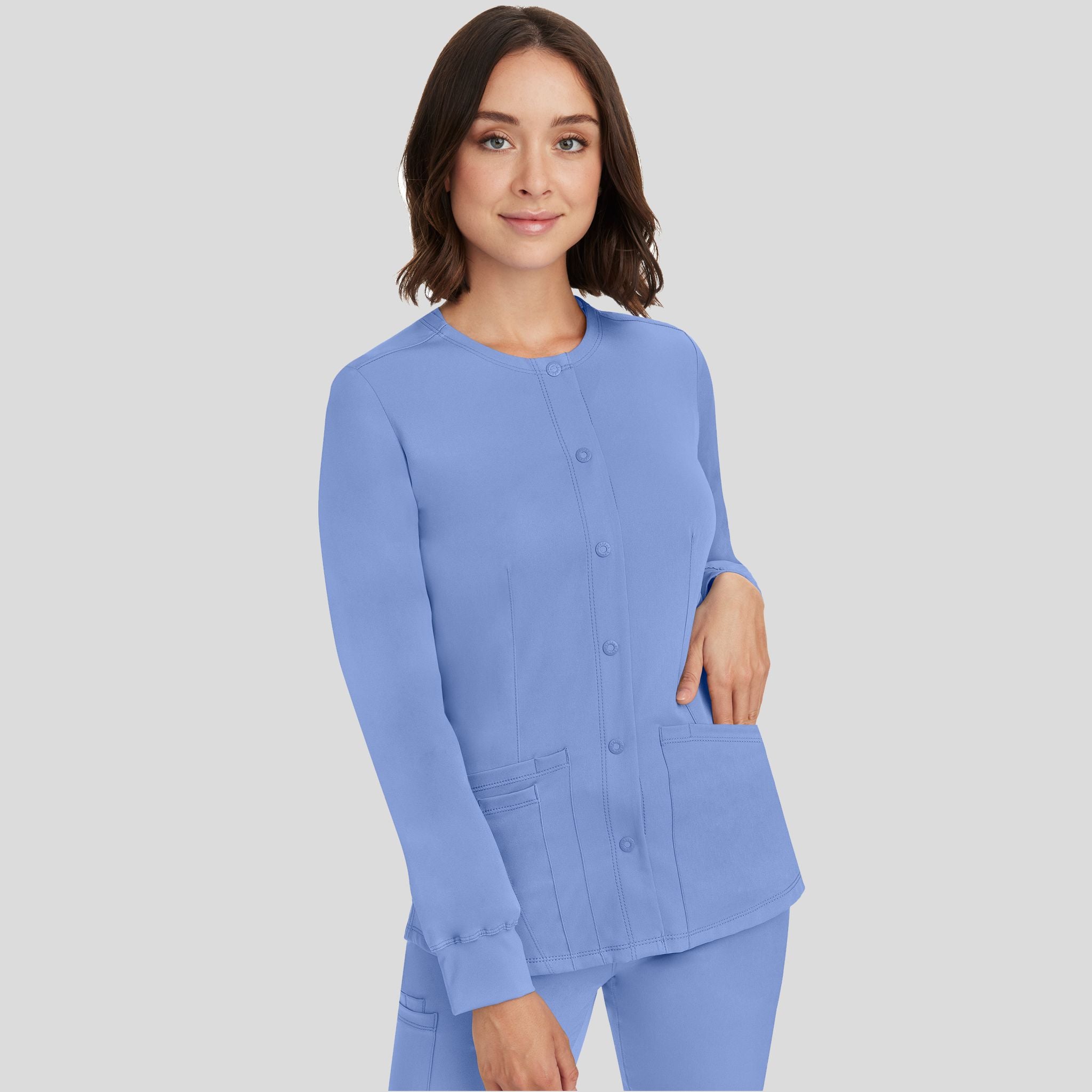 Women's Megan Button Front Solid Scrub Jacket