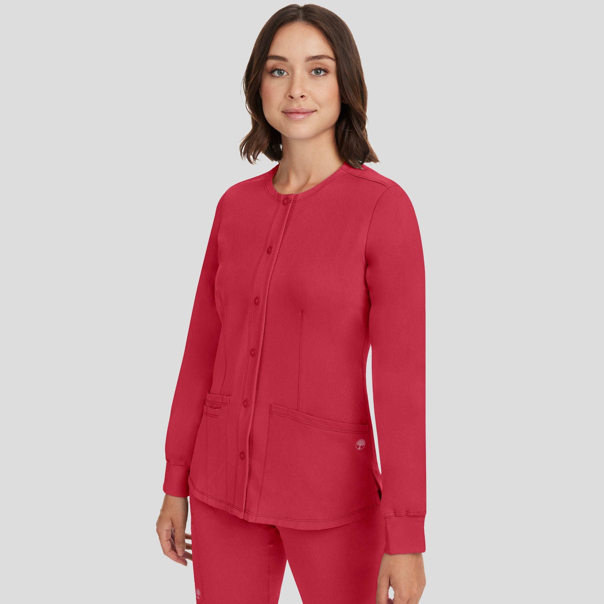 Women's Megan Button Front Solid Scrub Jacket