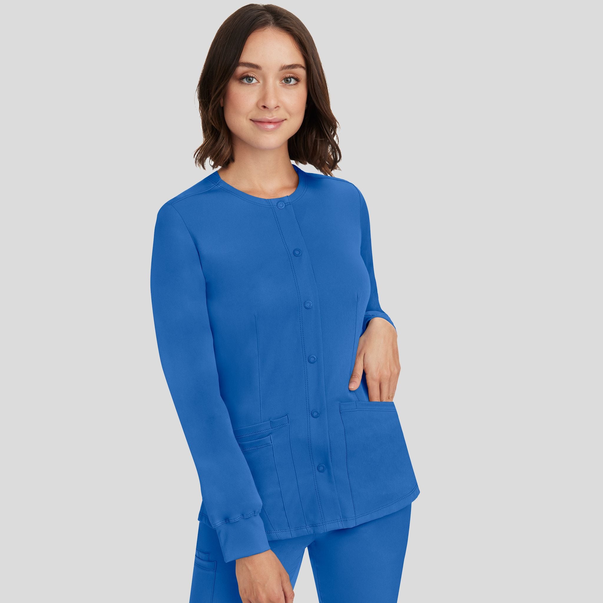 Women's Megan Button Front Solid Scrub Jacket