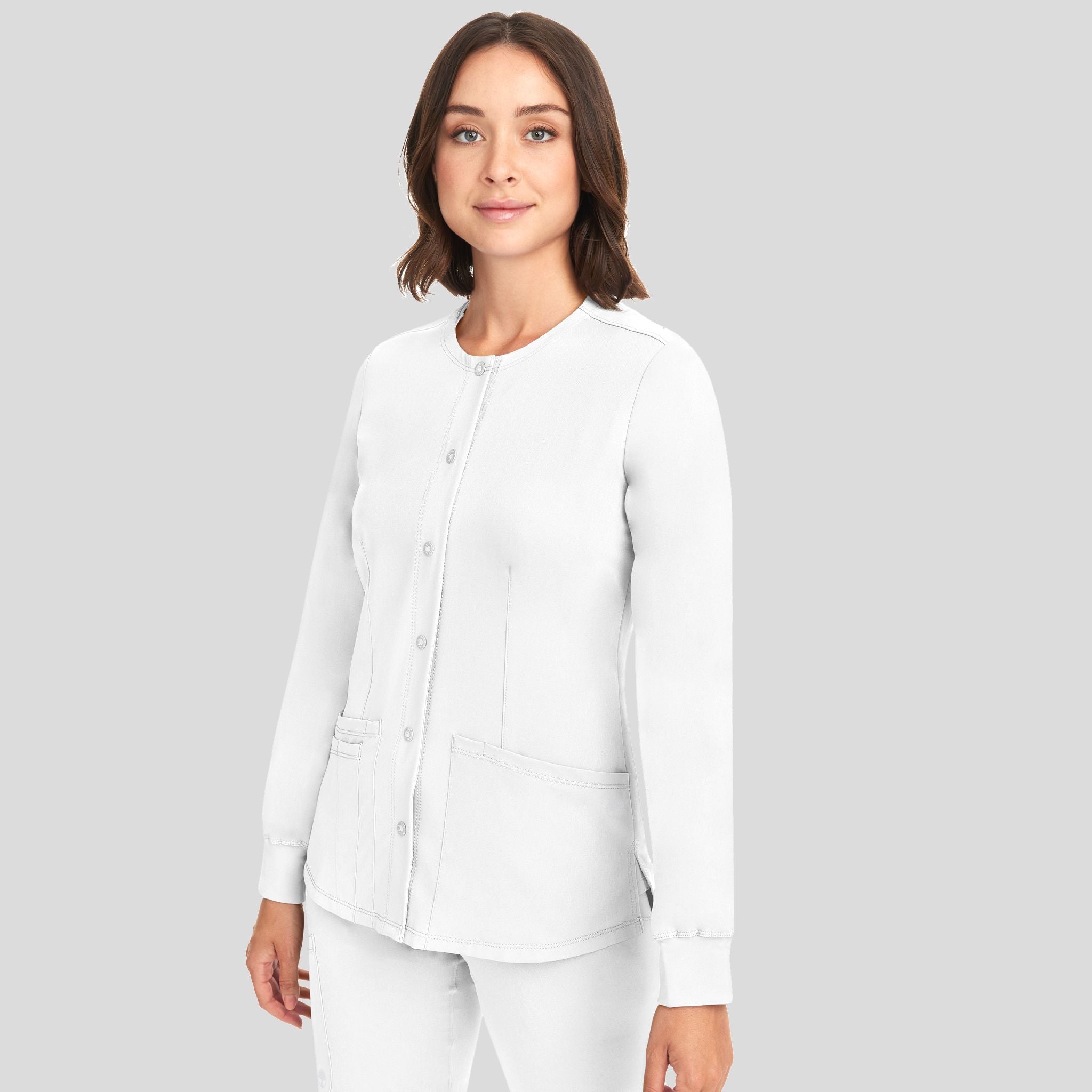 Women's Megan Button Front Solid Scrub Jacket