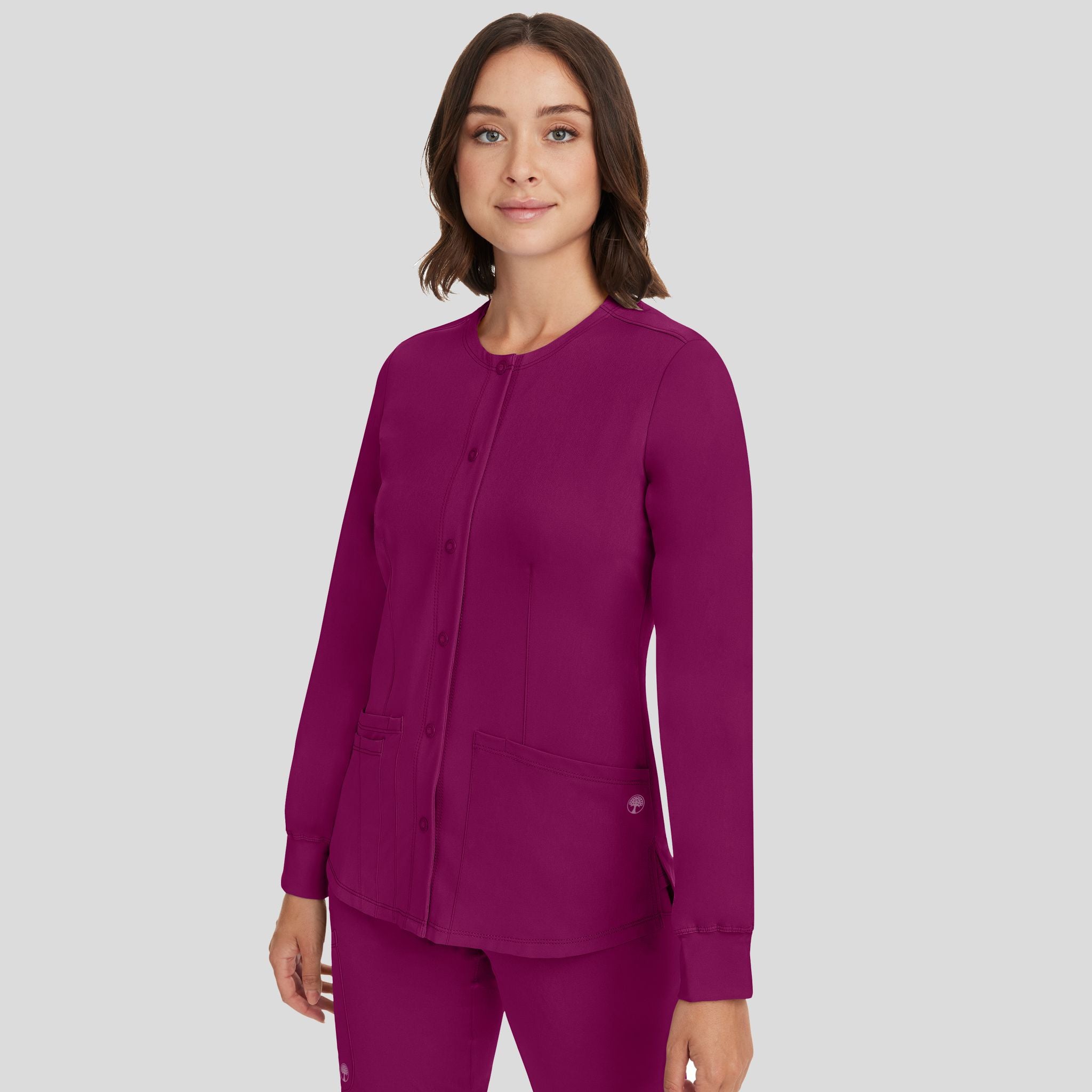 Women's Megan Button Front Solid Scrub Jacket