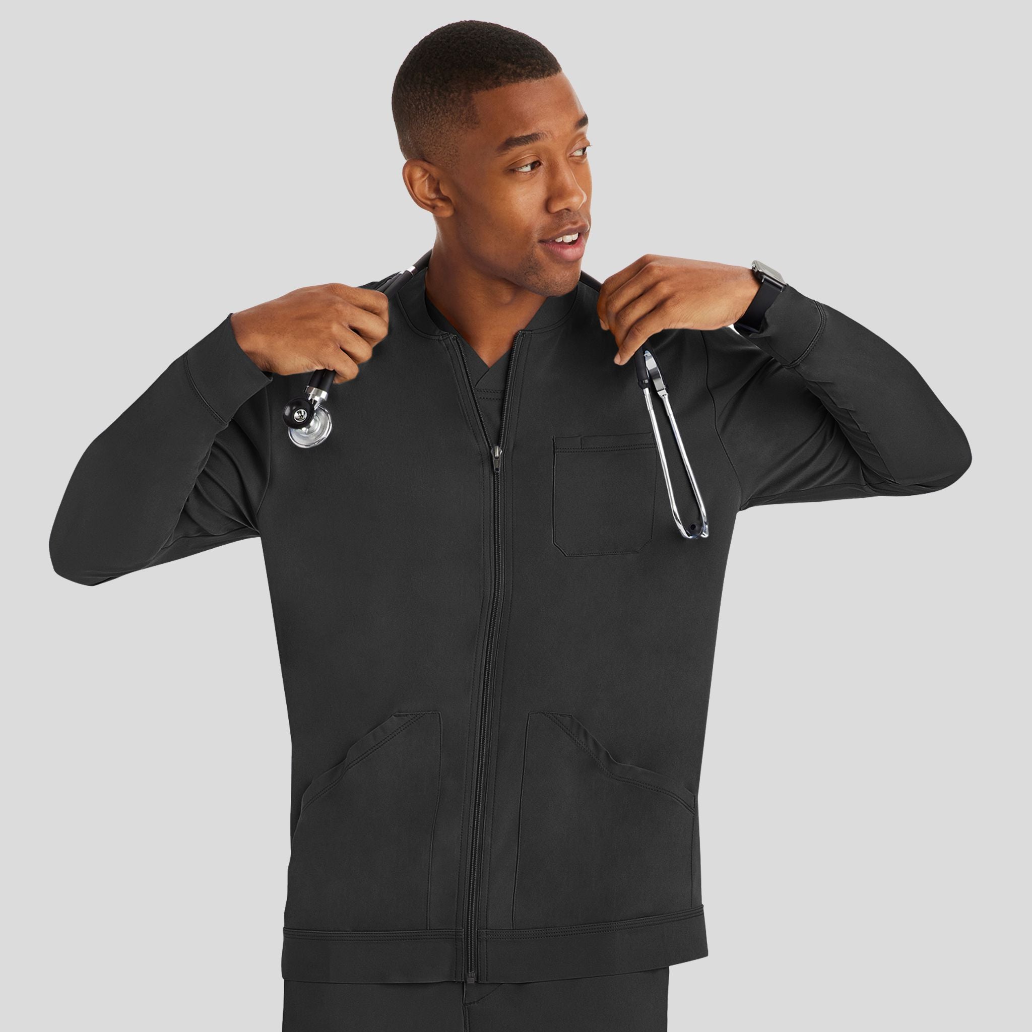 Men's Michael Zip Front Solid Scrub Jacket