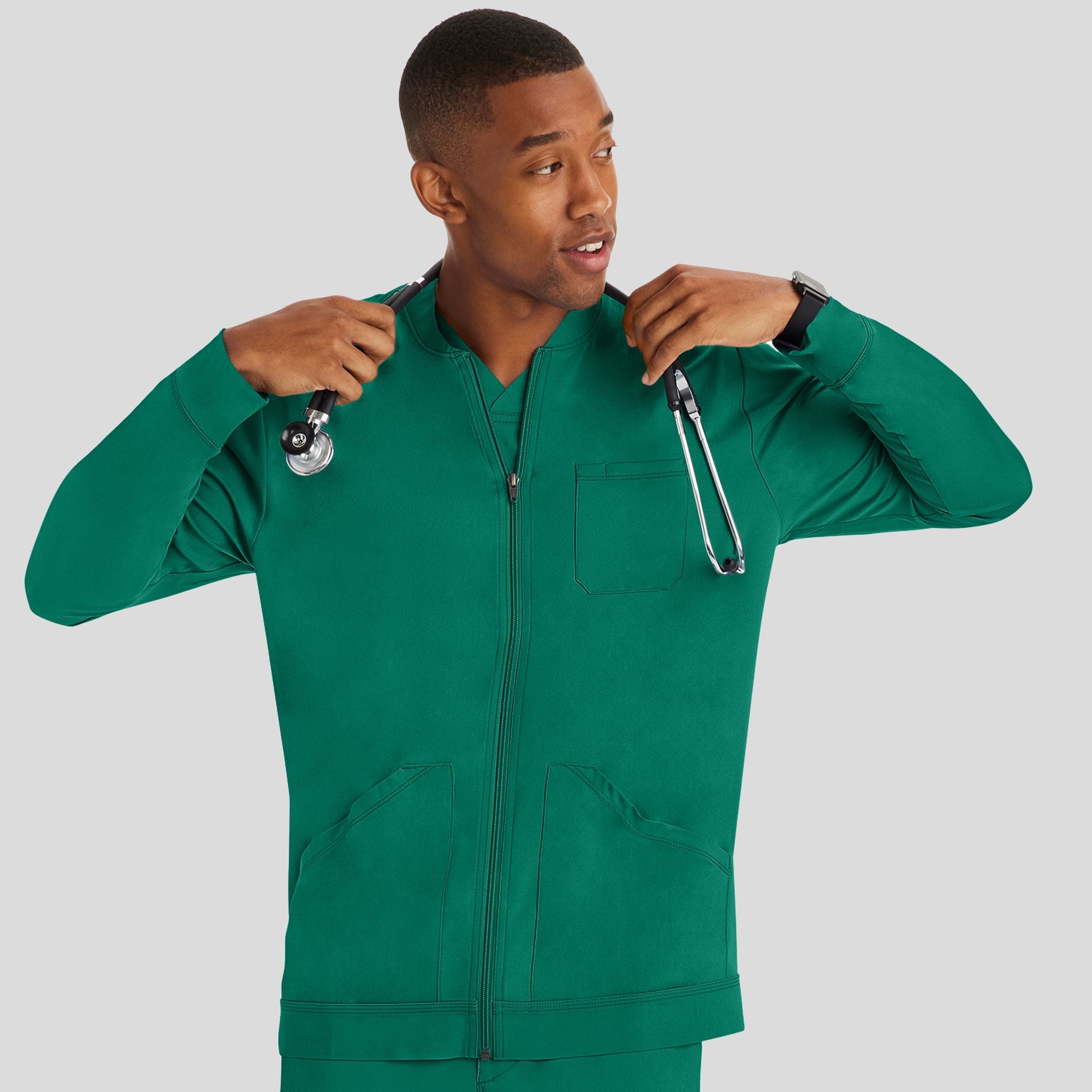 Men's Michael Zip Front Solid Scrub Jacket