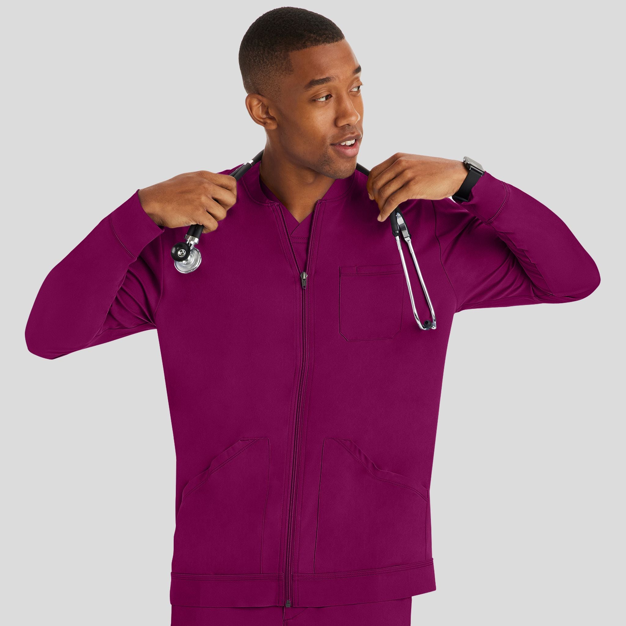 Men's Michael Zip Front Solid Scrub Jacket