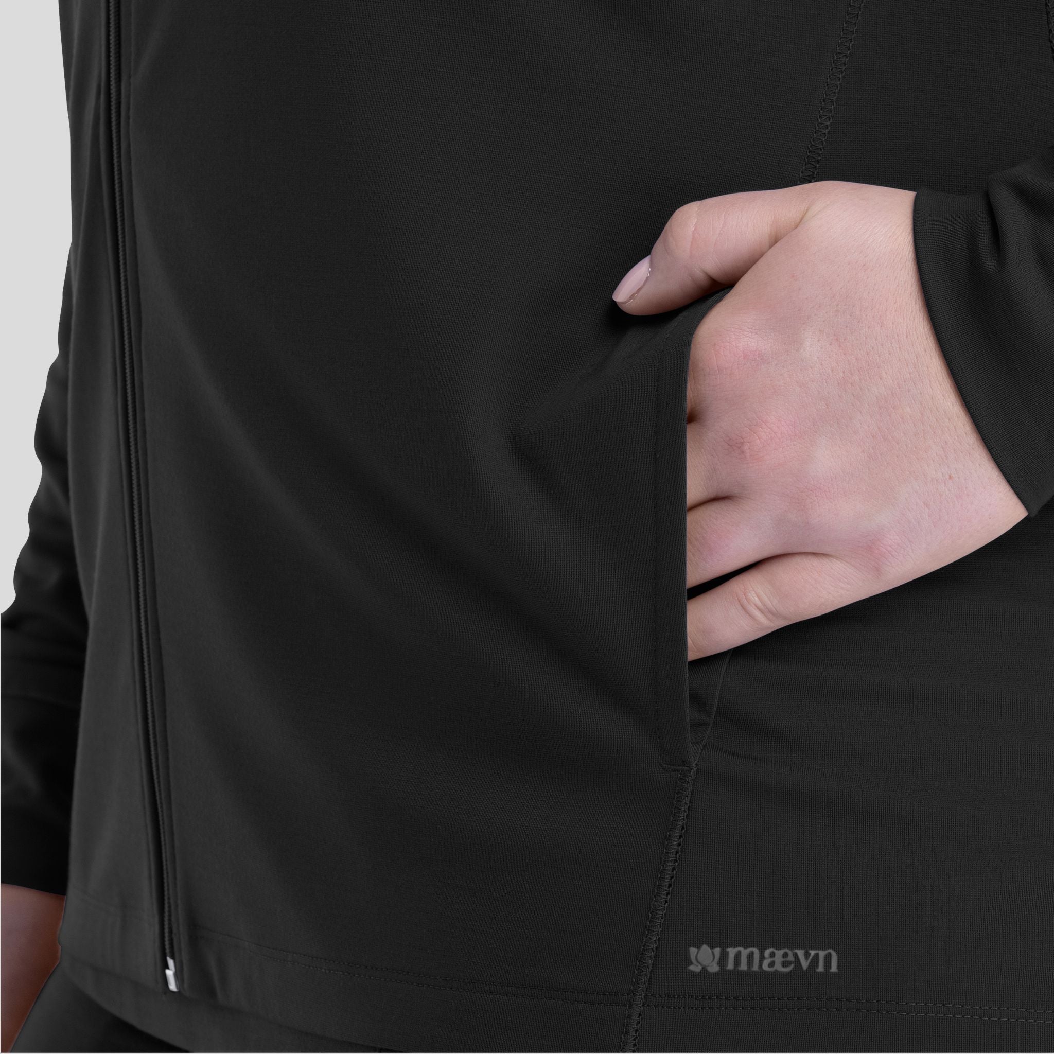 Women's Hooded Zip Front Jacket | Black