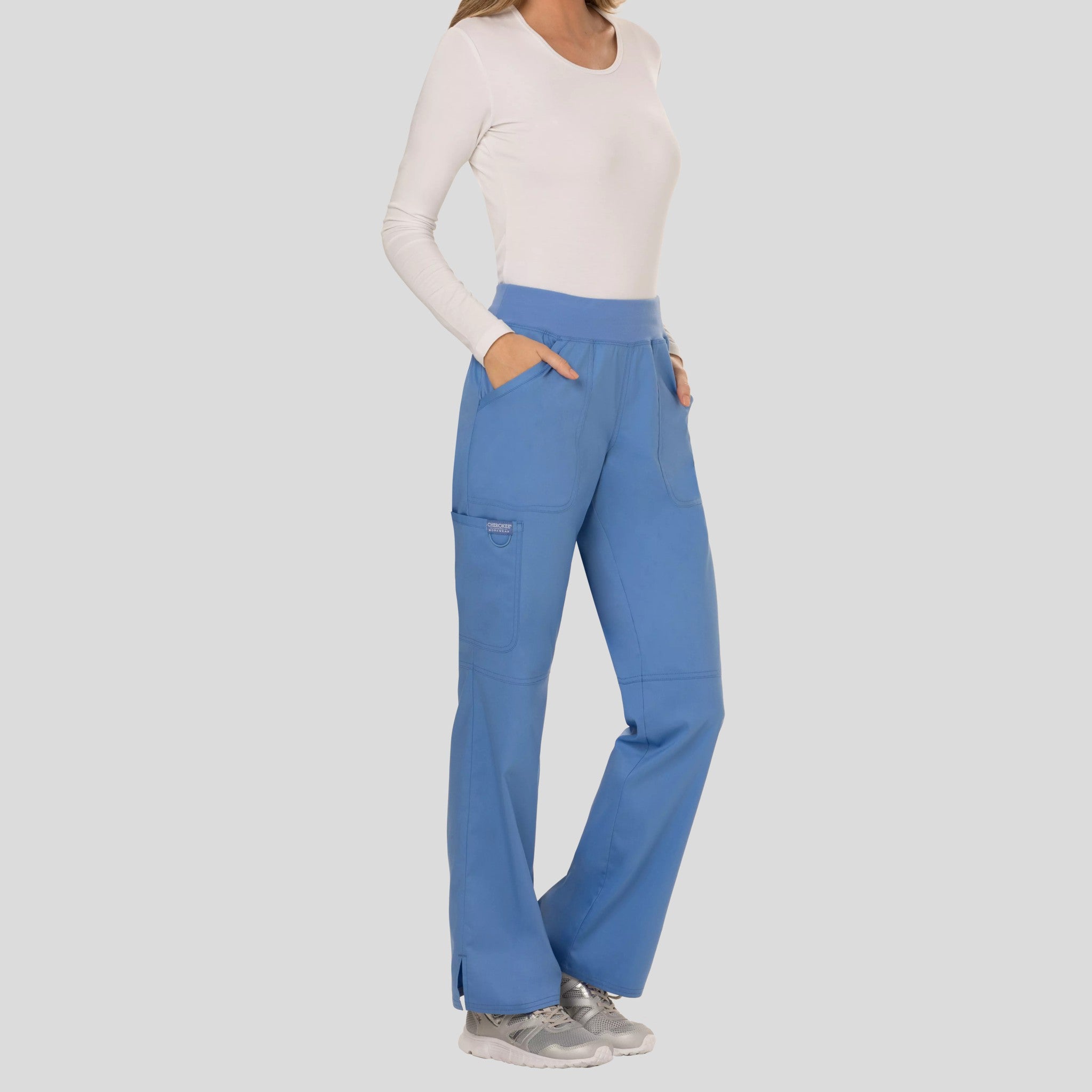 Women's Elastic Waistband Cargo Pull-On Scrub Pant