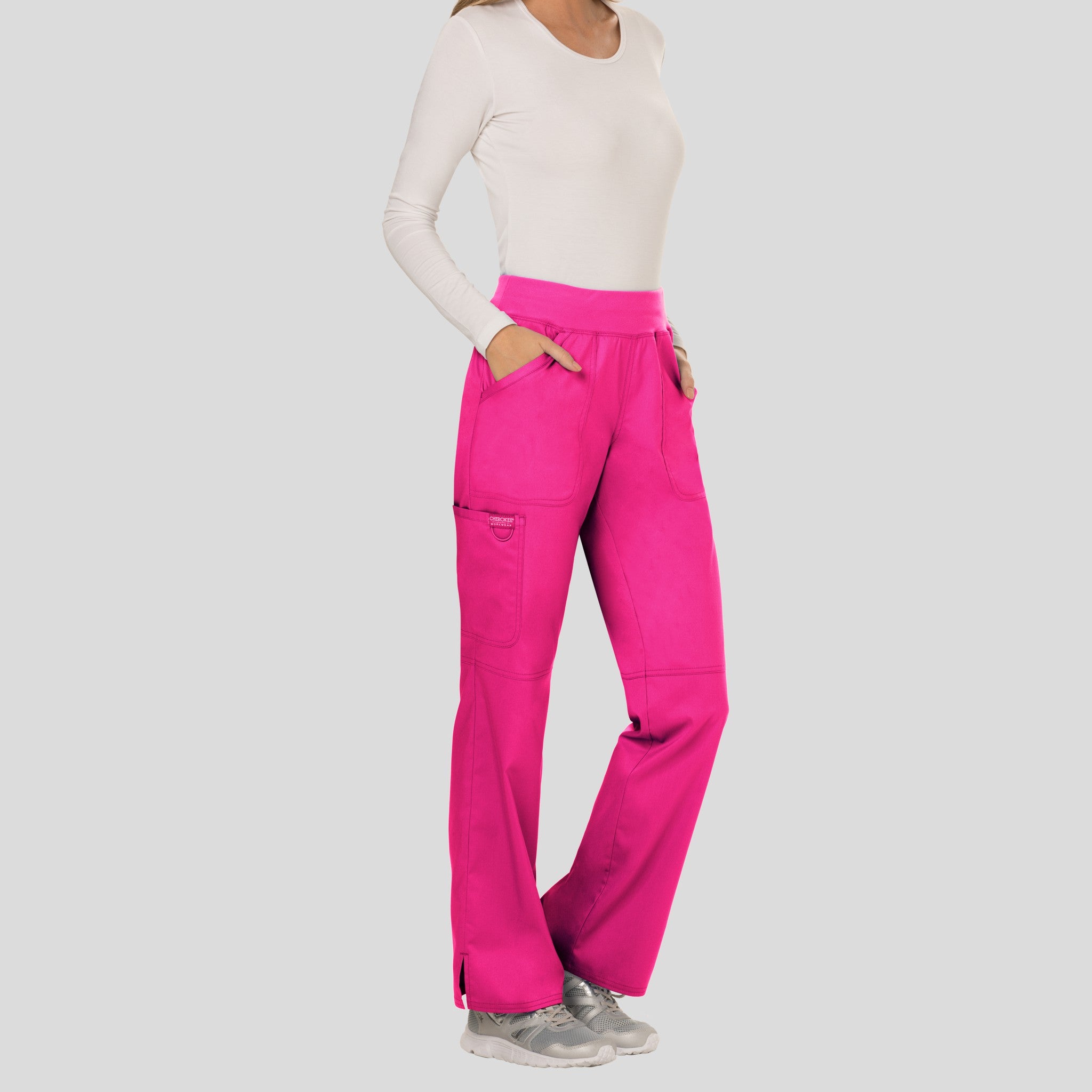 Women's Elastic Waistband Cargo Pull-On Scrub Pant