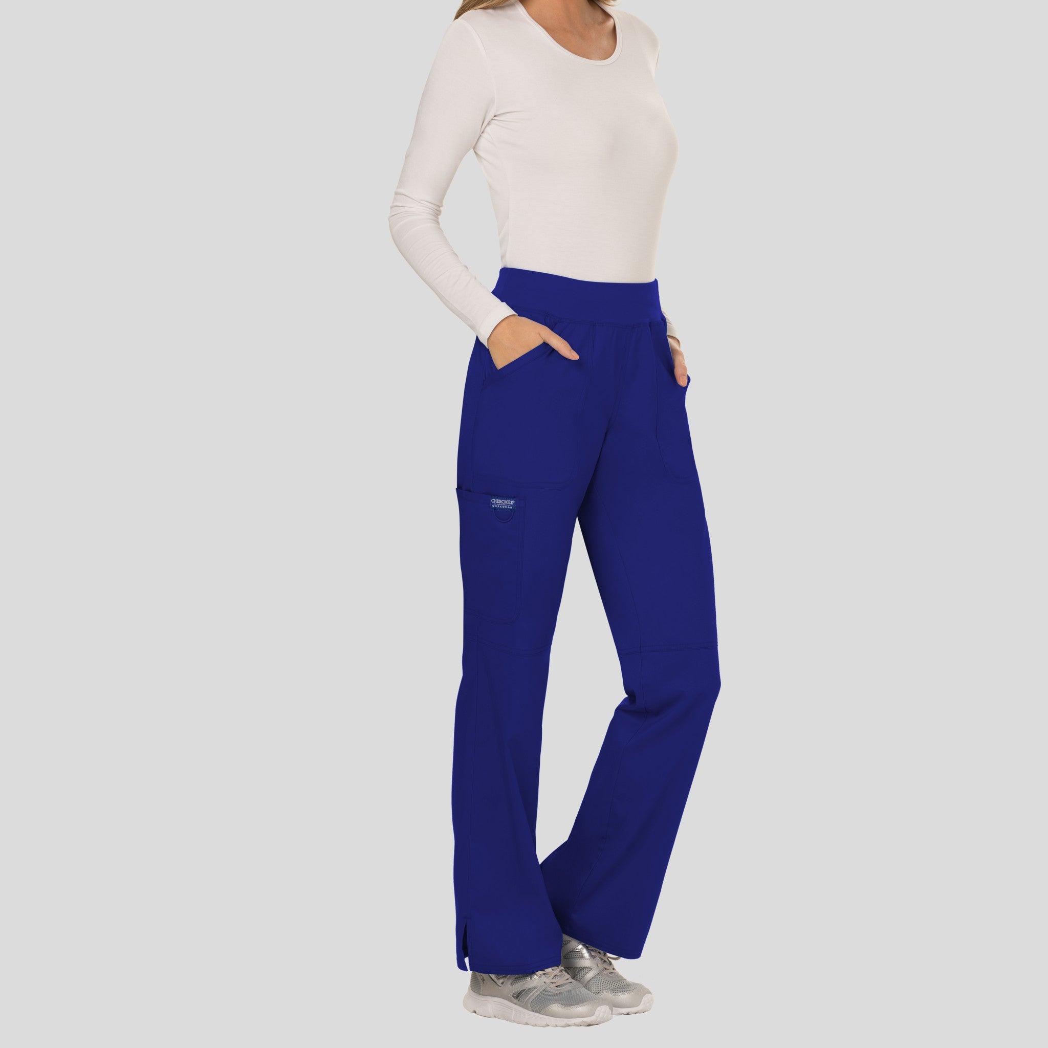 Women's Elastic Waistband Cargo Pull-On Scrub Pant