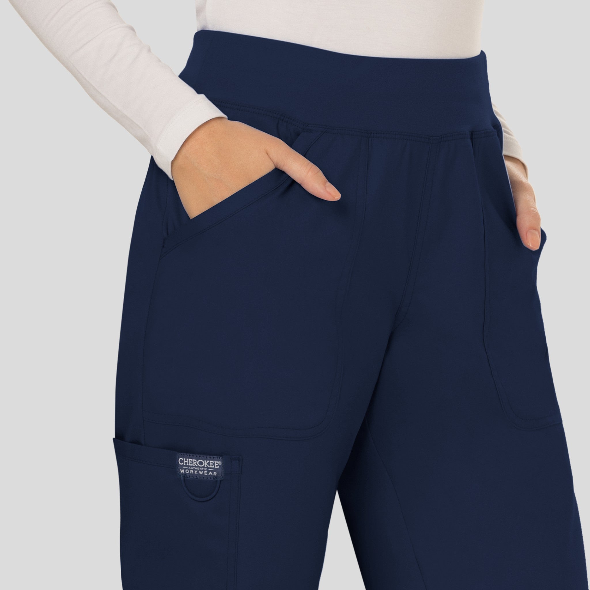 Women's Elastic Waistband Cargo Pull-On Scrub Pant