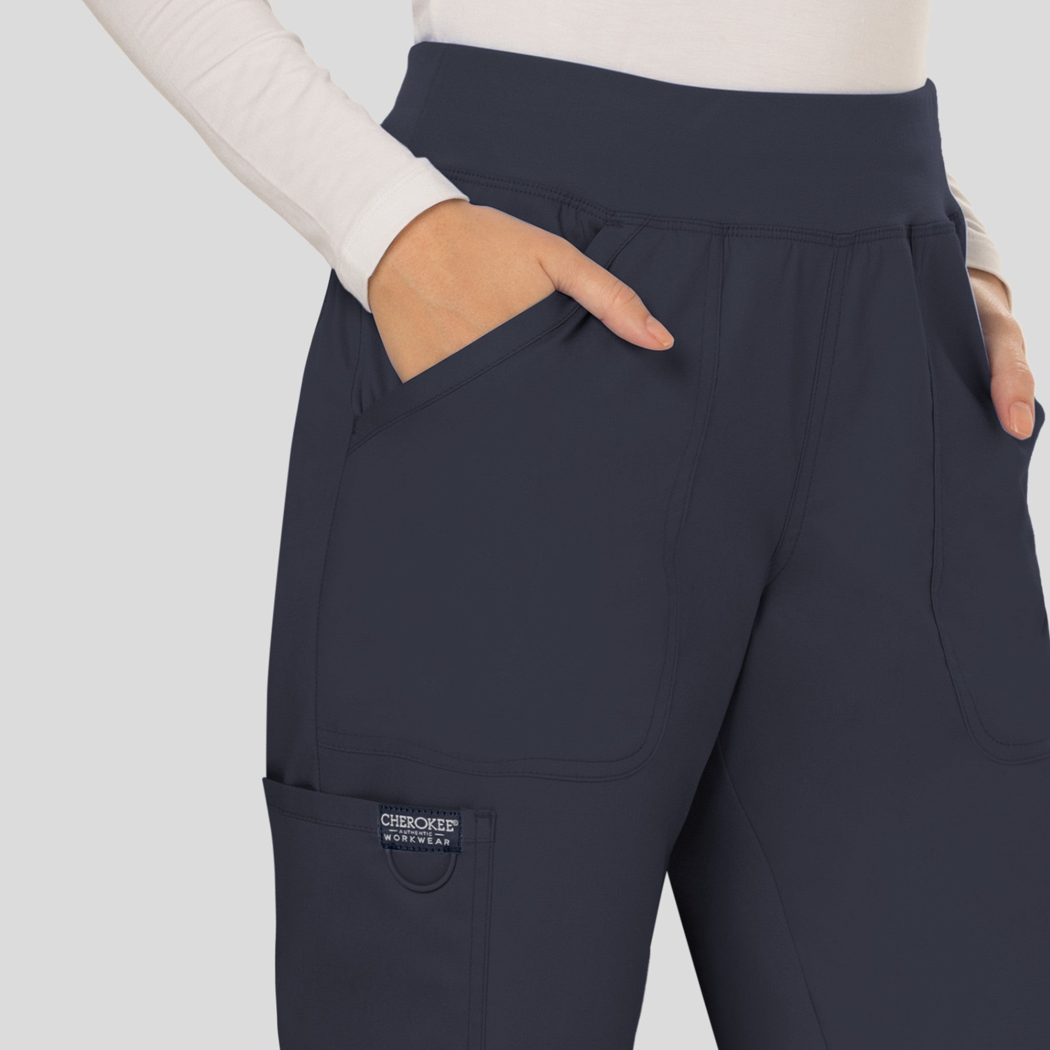 Women's Elastic Waistband Cargo Pull-On Scrub Pant