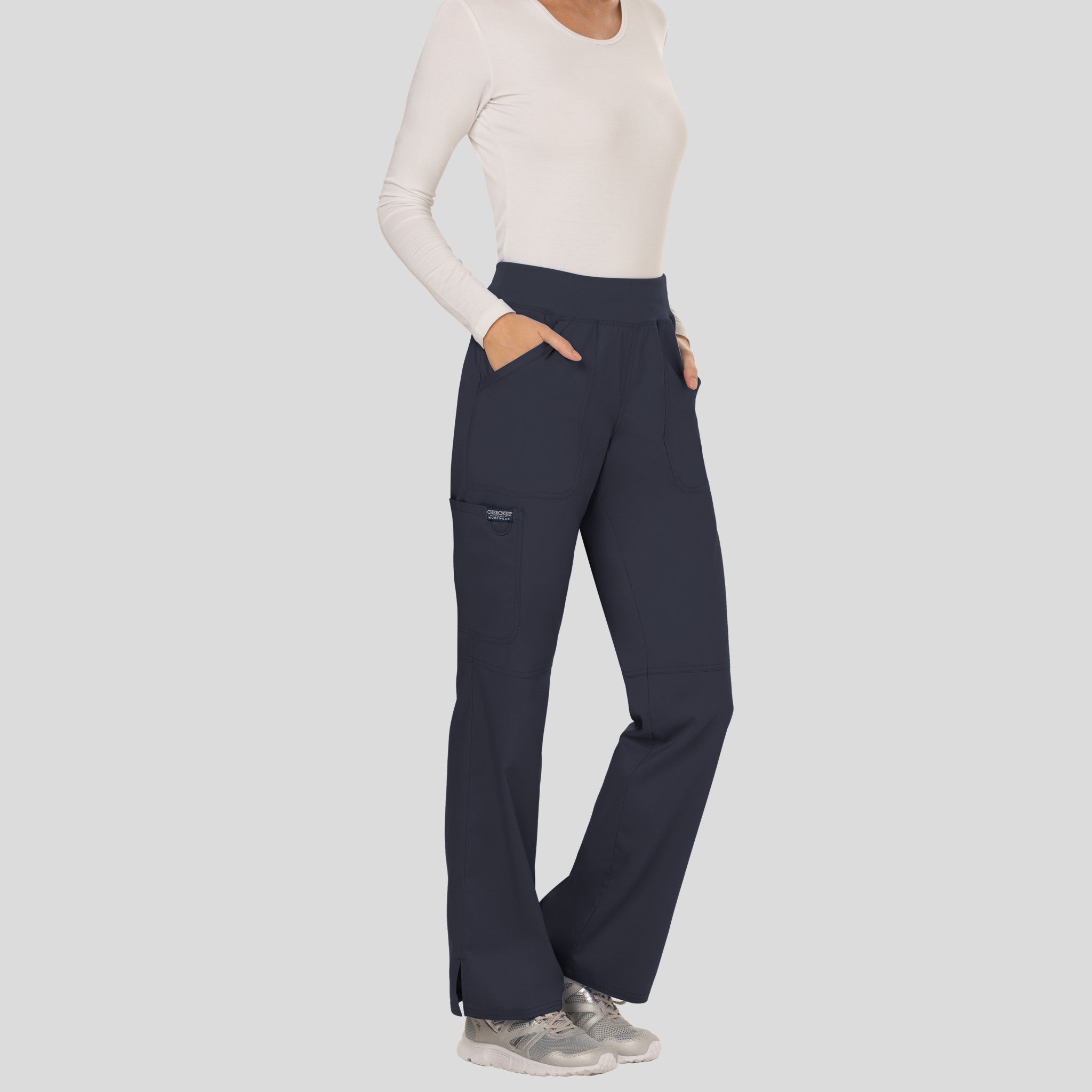 Women's Elastic Waistband Cargo Pull-On Scrub Pant