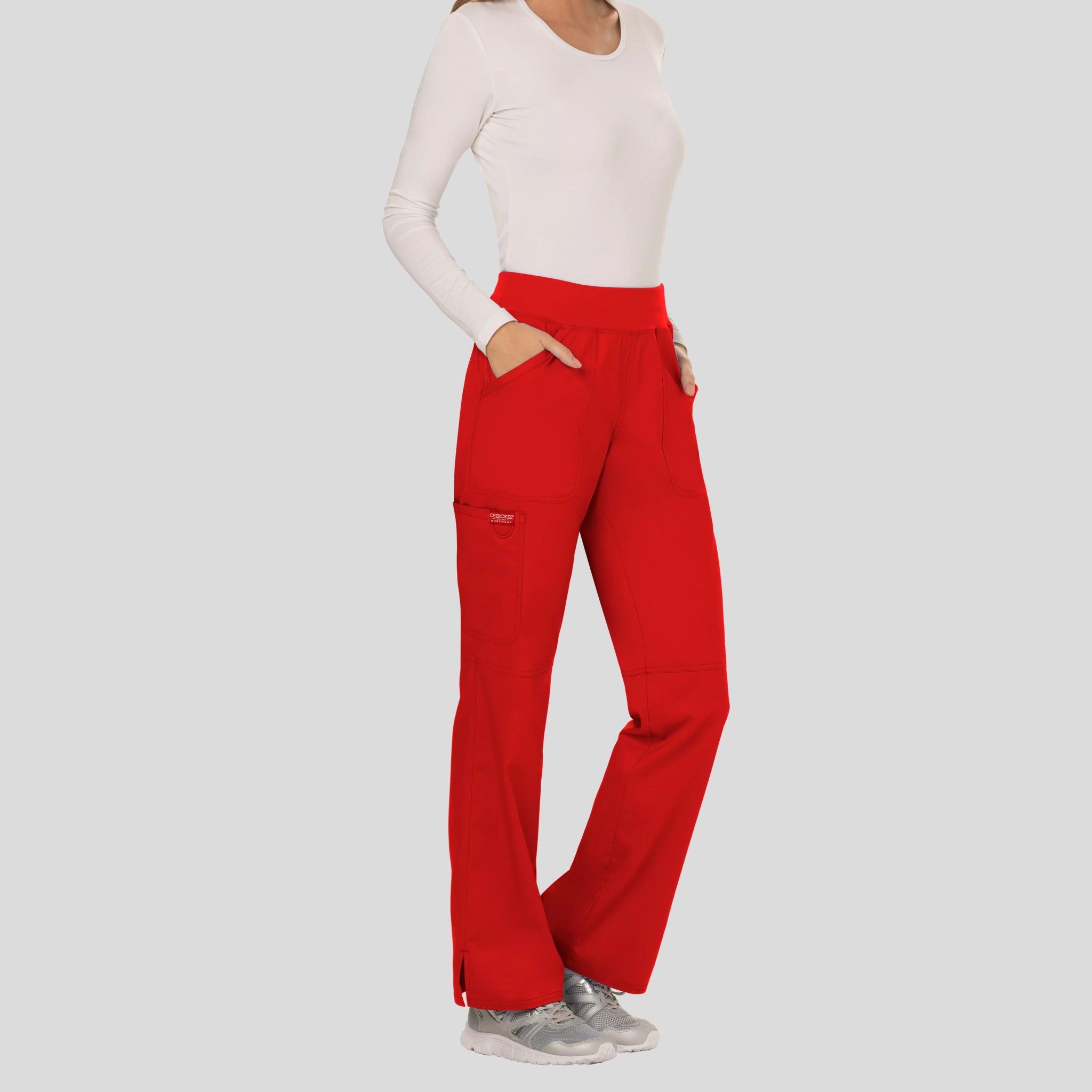 Women's Elastic Waistband Cargo Pull-On Scrub Pant