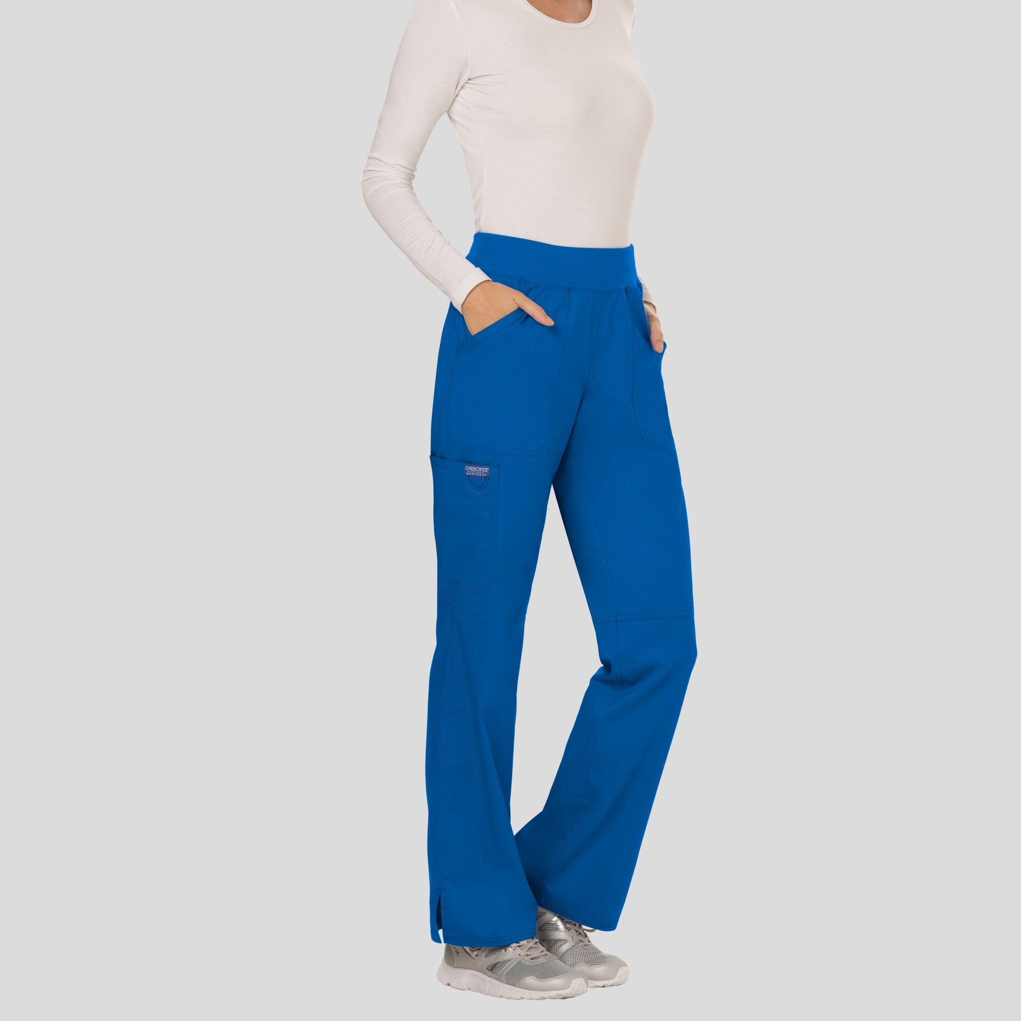 Women's Elastic Waistband Cargo Pull-On Scrub Pant