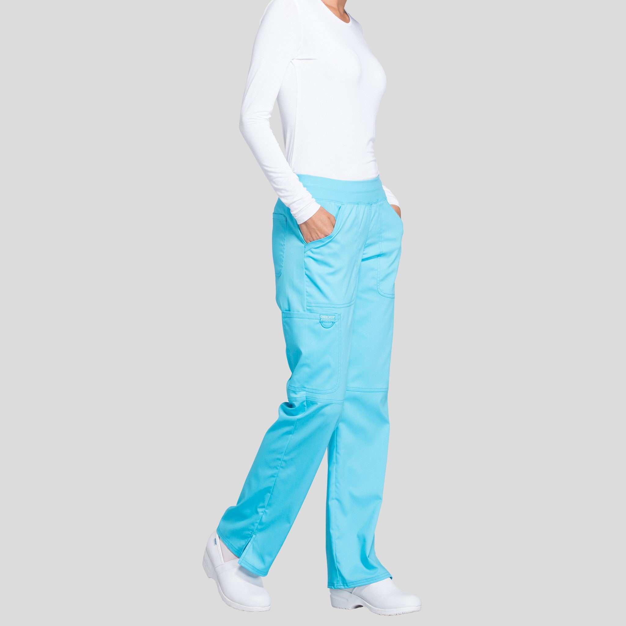 Women's Elastic Waistband Cargo Pull-On Scrub Pant