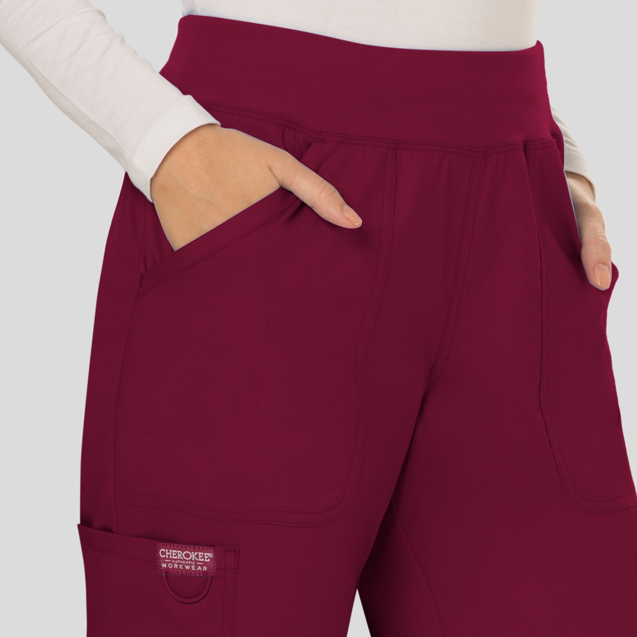 Women's Elastic Waistband Cargo Pull-On Scrub Pant