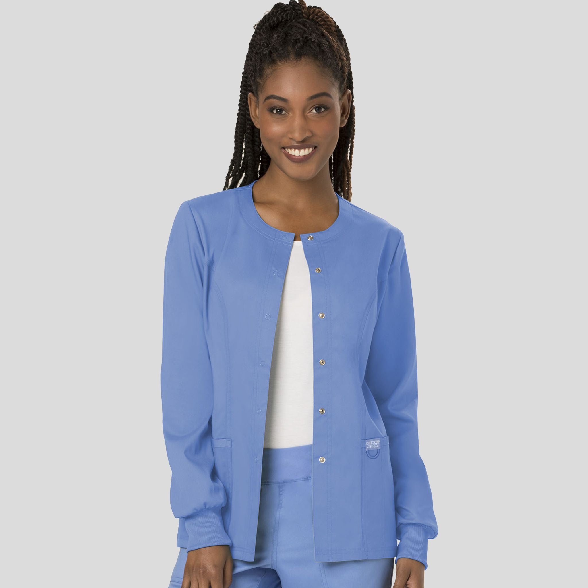 Women's Snap Front Solid Scrub Jacket