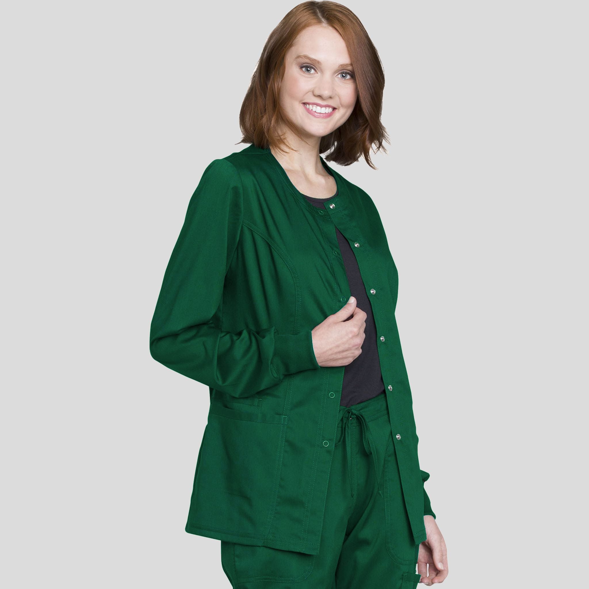 Women's Snap Front Solid Scrub Jacket