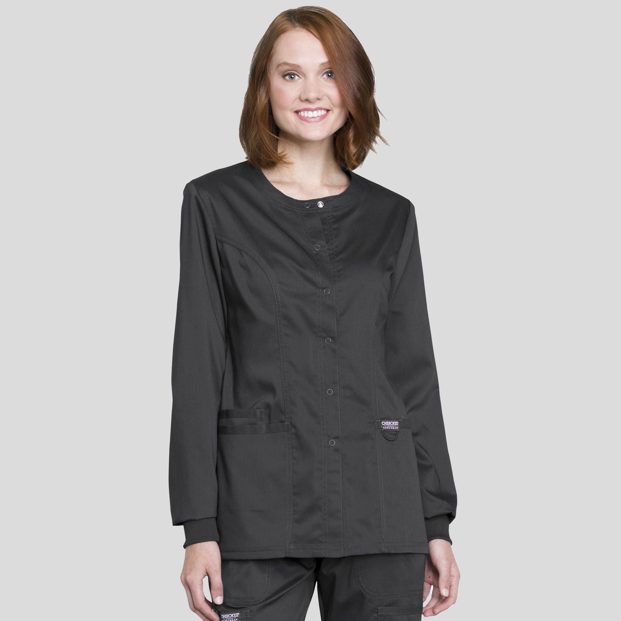 Women's Snap Front Solid Scrub Jacket