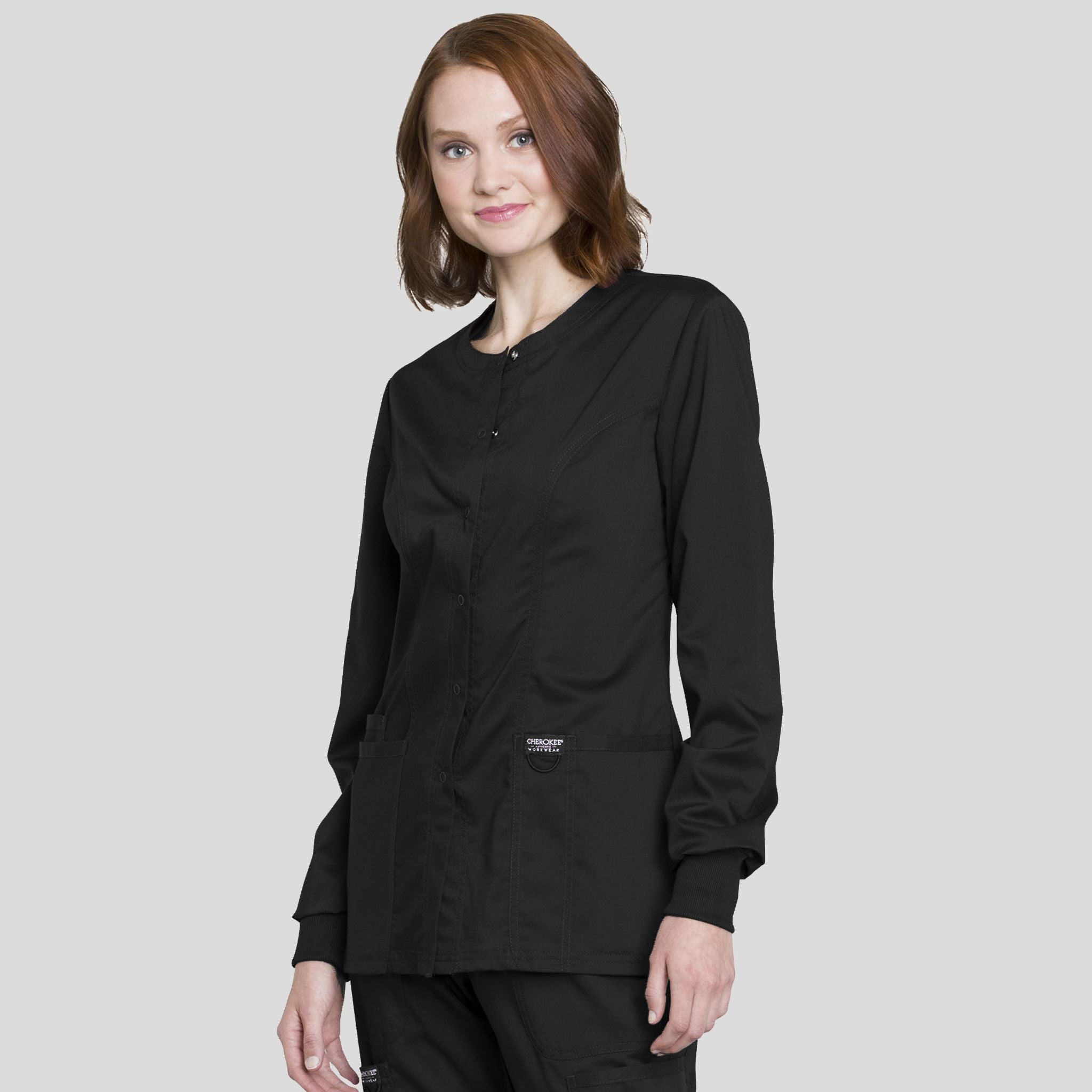 Women's Snap Front Solid Scrub Jacket