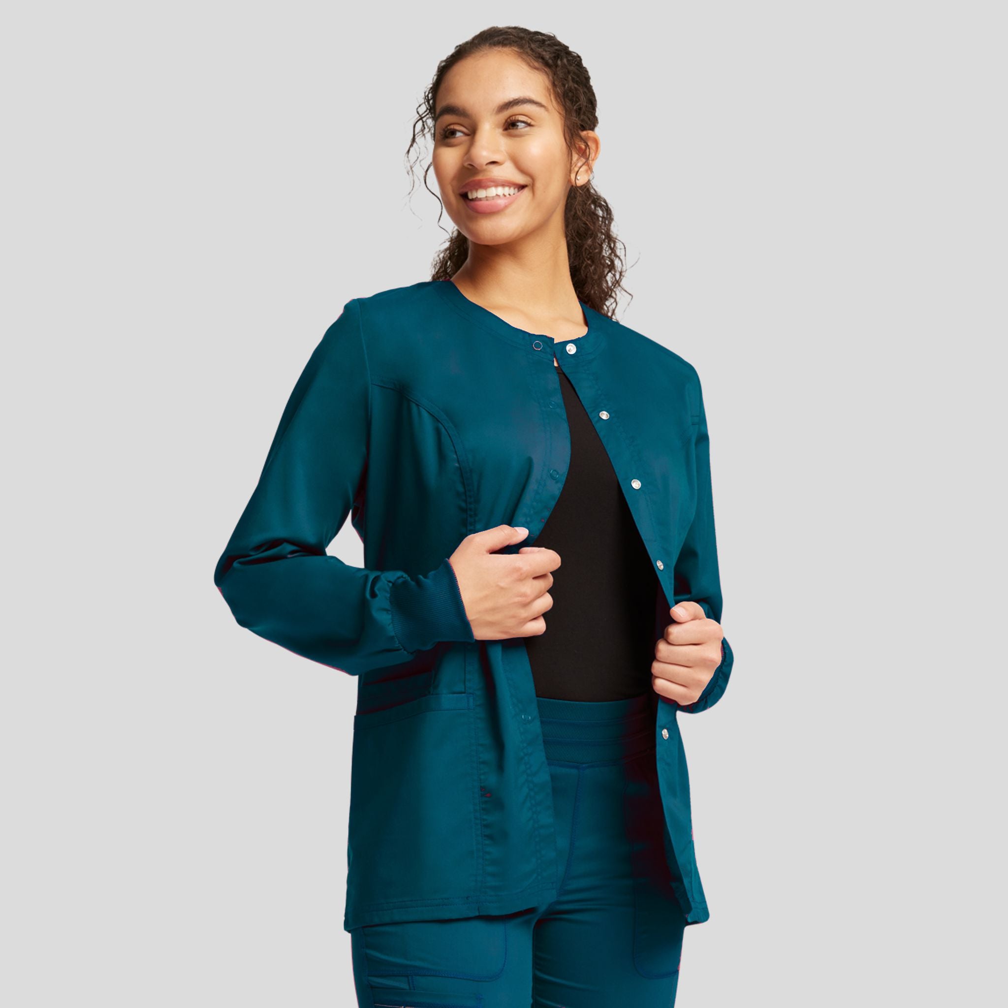 Women's Snap Front Solid Scrub Jacket