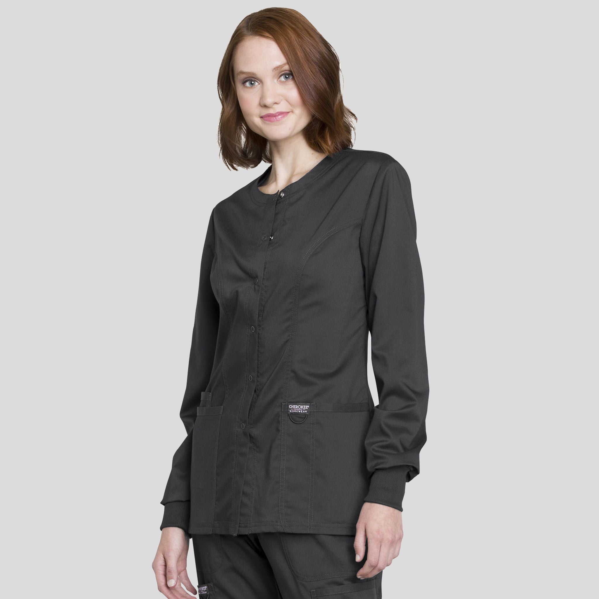 Women's Snap Front Solid Scrub Jacket