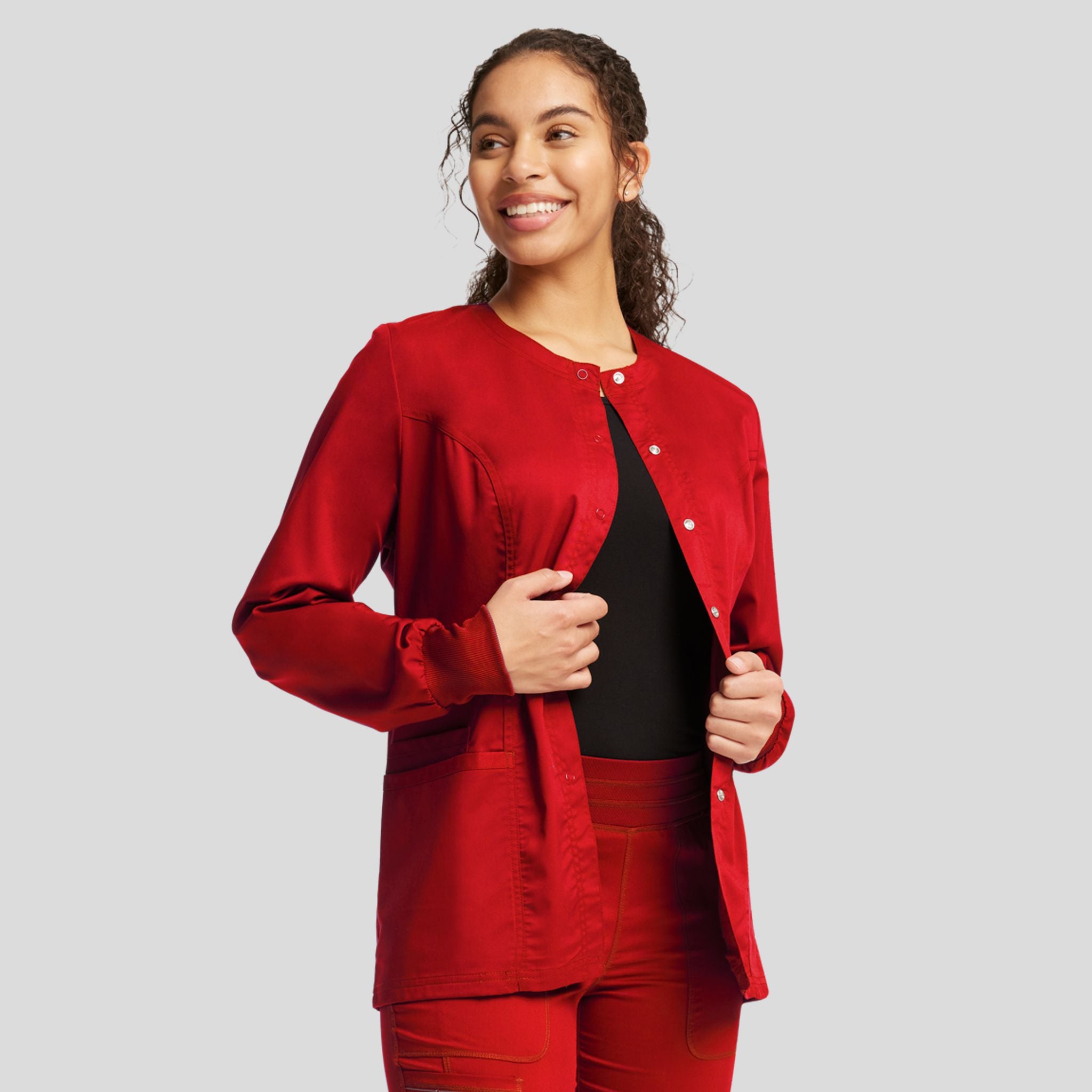 Women's Snap Front Solid Scrub Jacket